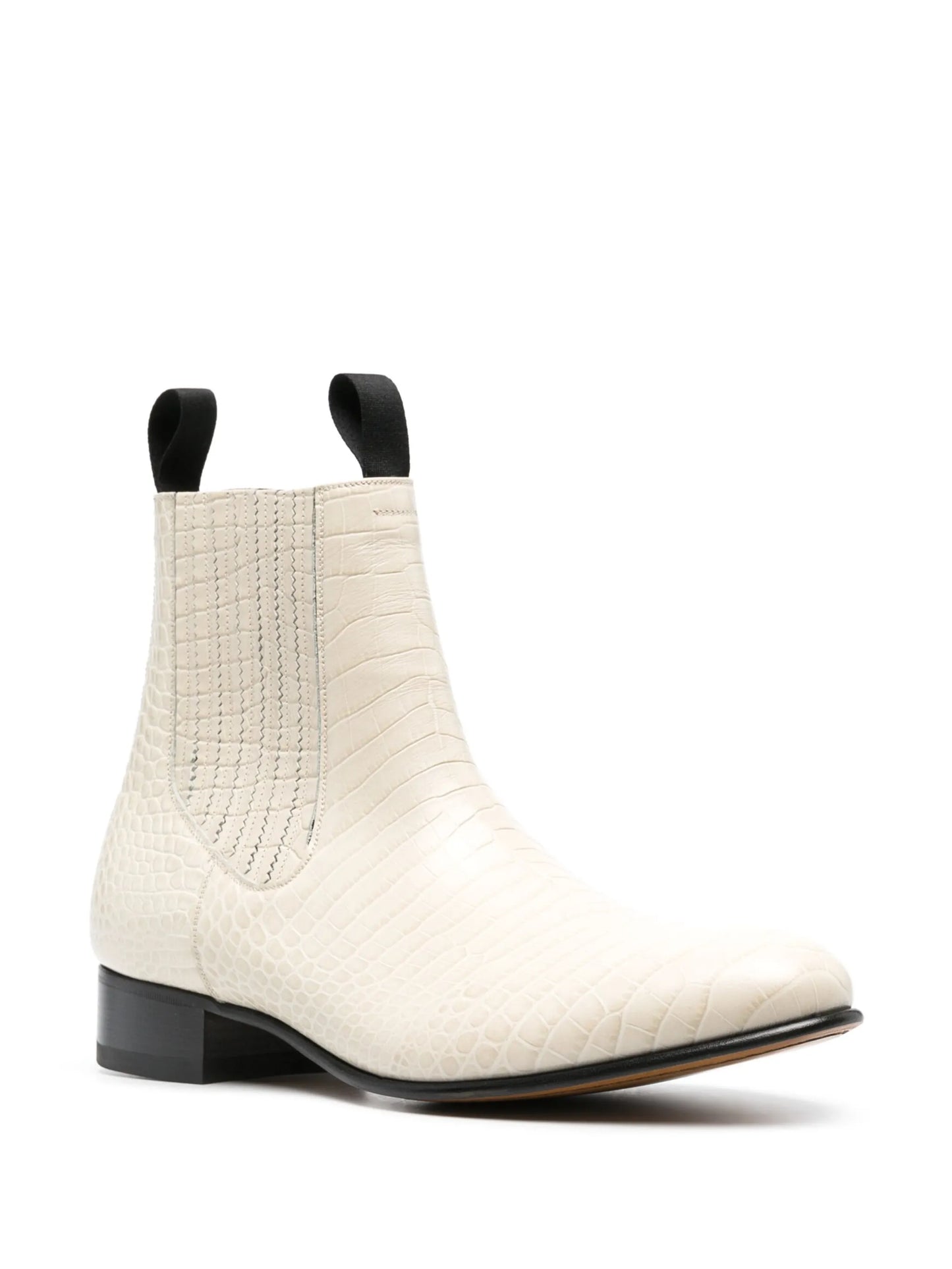 alligator-embossed leather boots