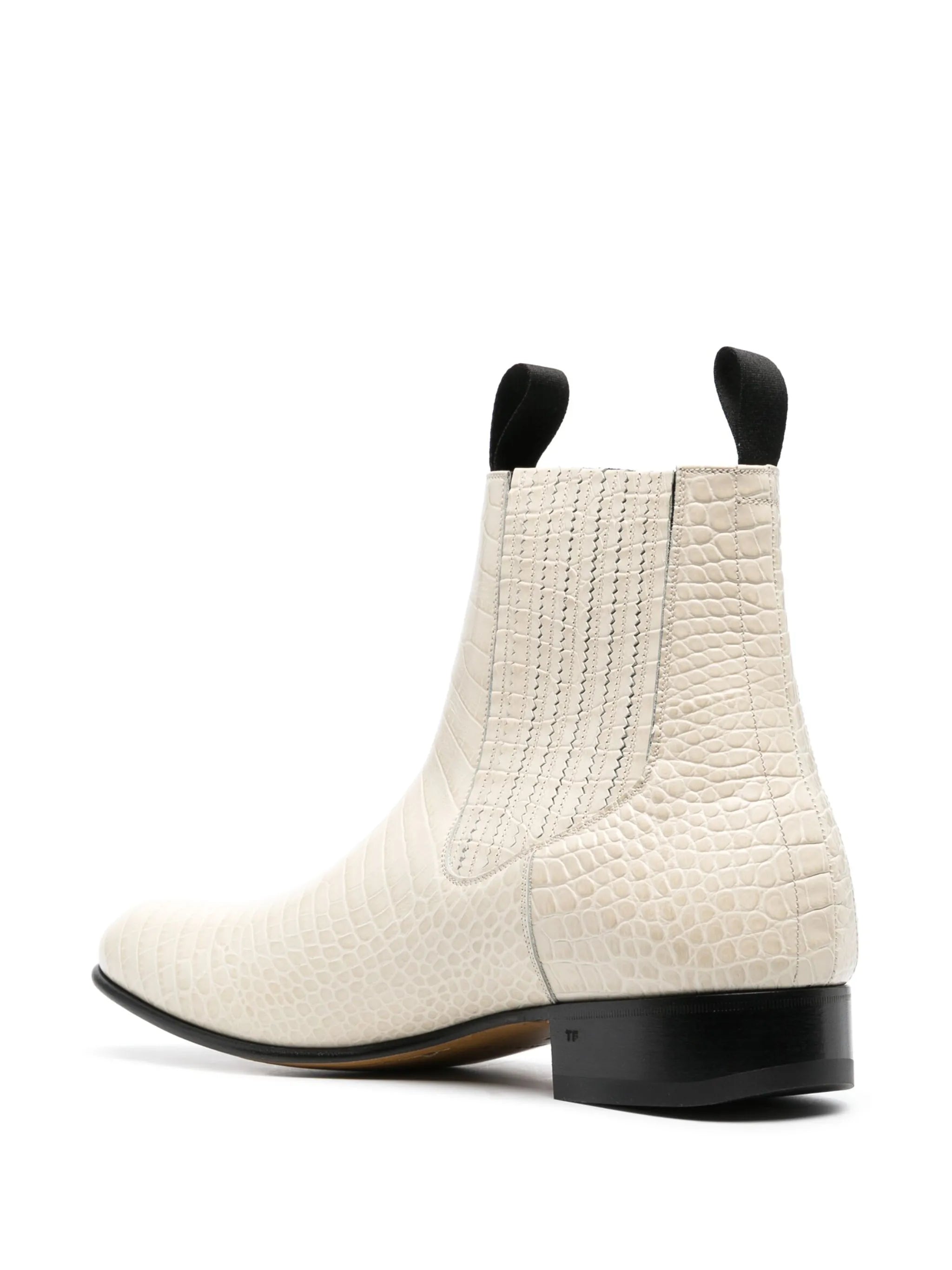 alligator-embossed leather boots