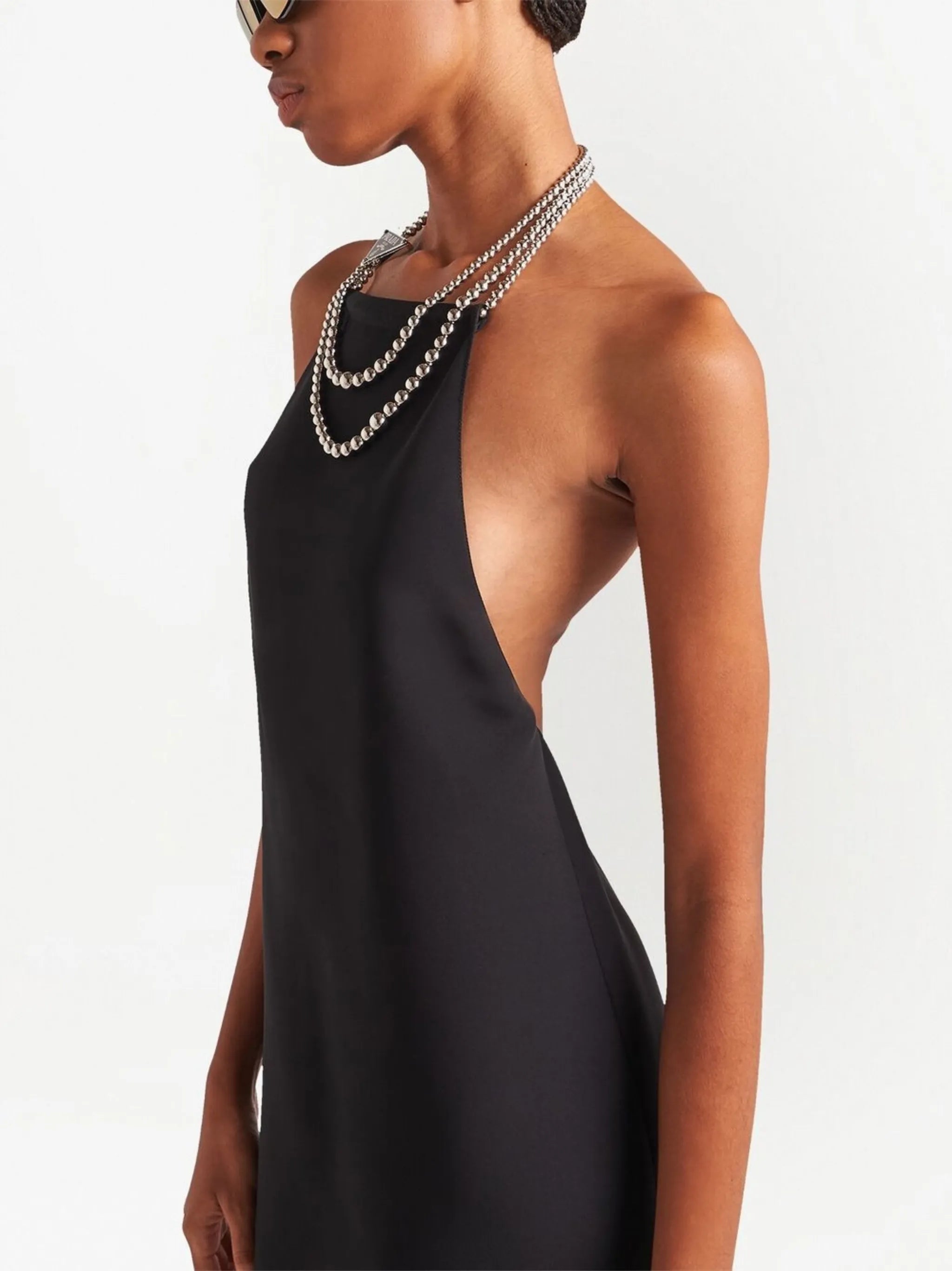 beaded halterneck minidress