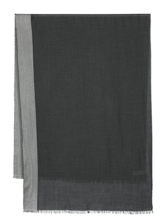 contrasting-border wool scarf