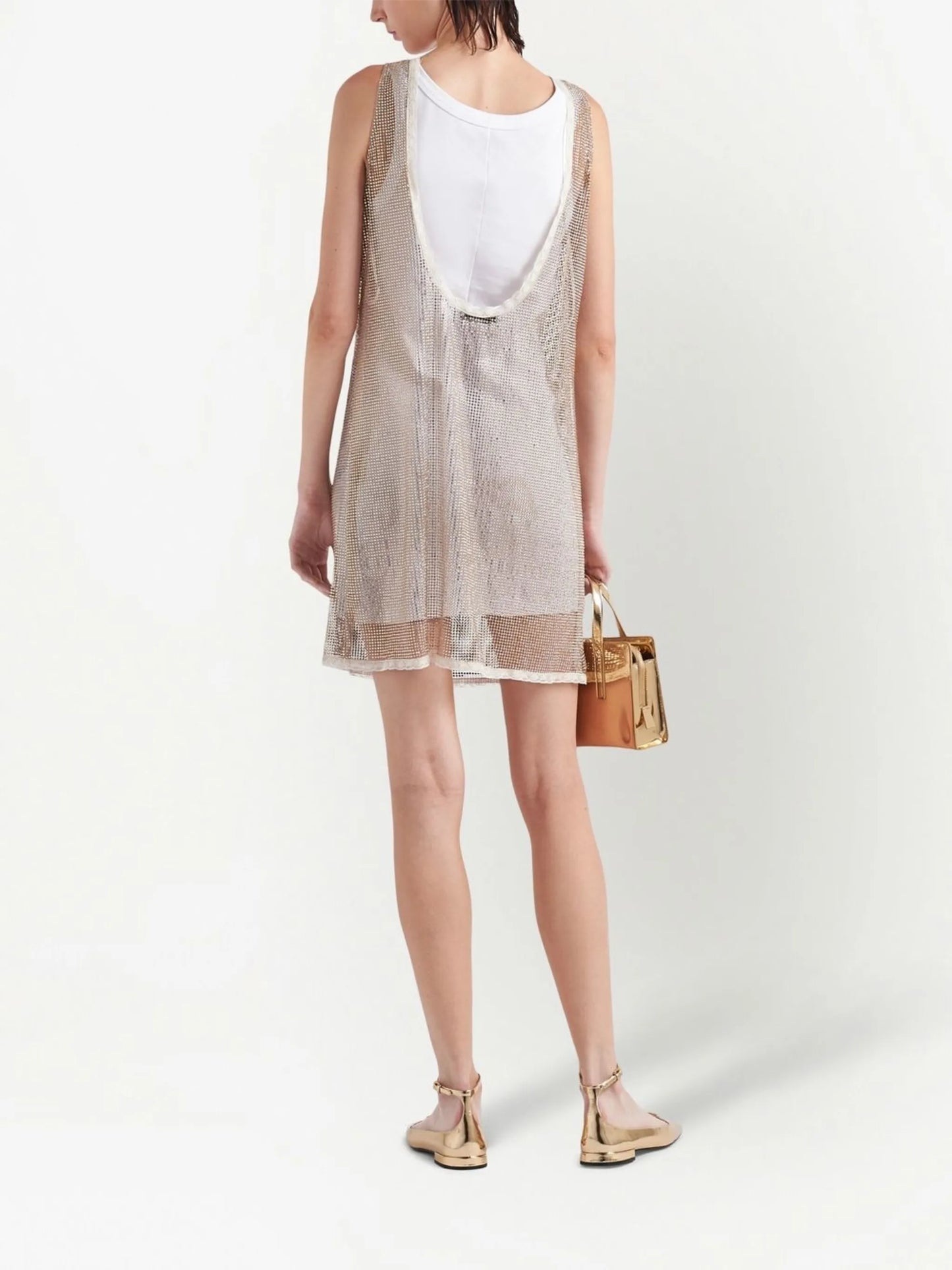 rhinestone-embellished mesh minidress