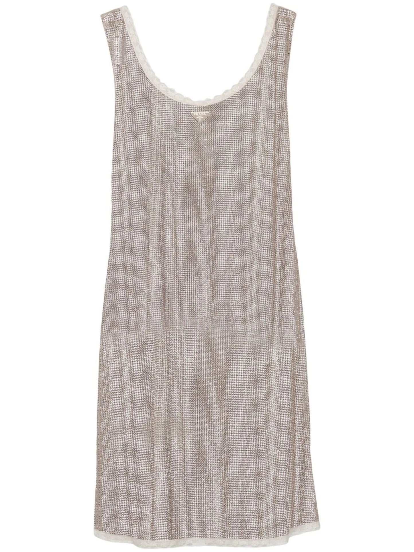 rhinestone-embellished mesh minidress