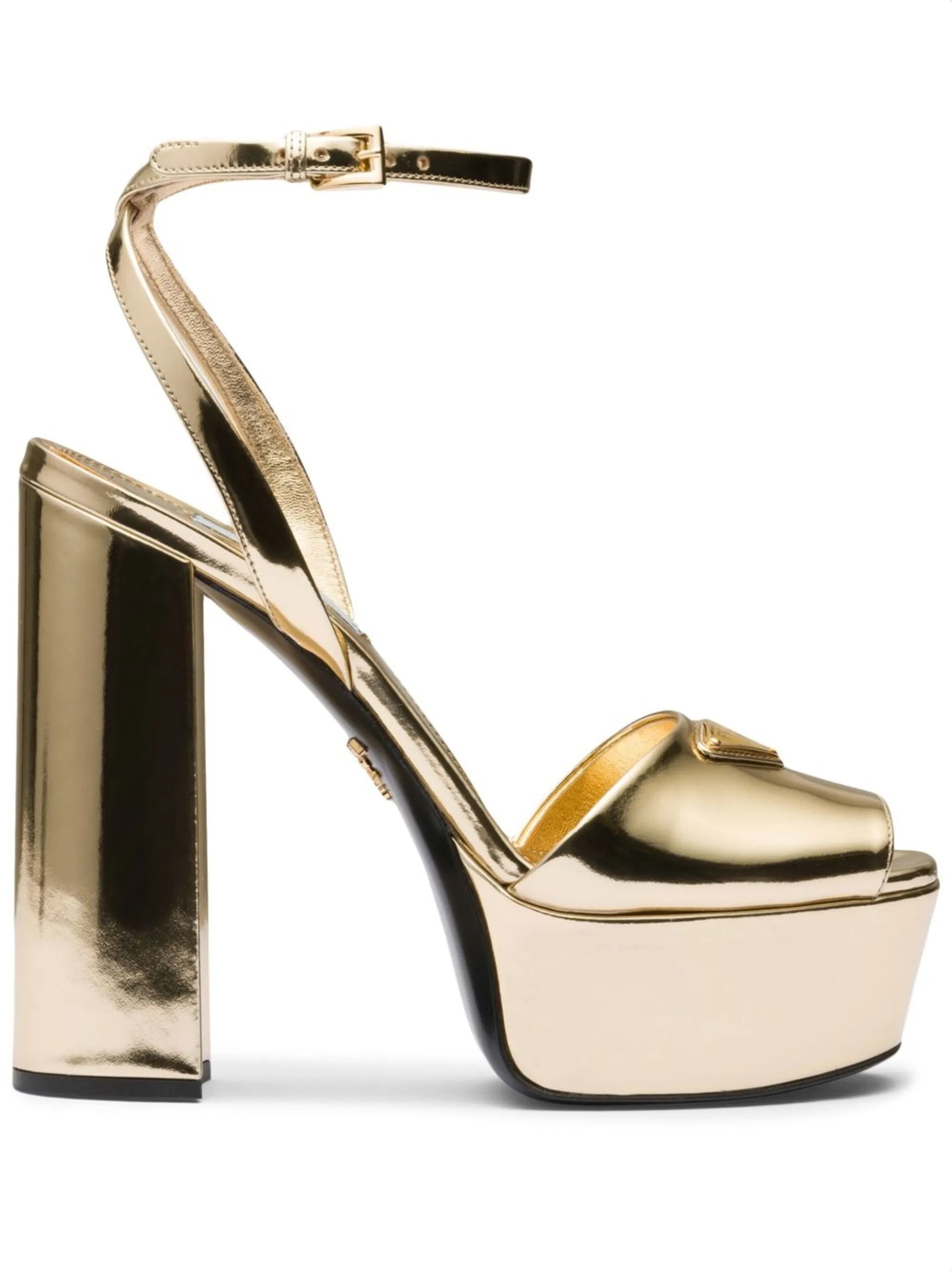 Gold Tone Plateau Platform Sandals