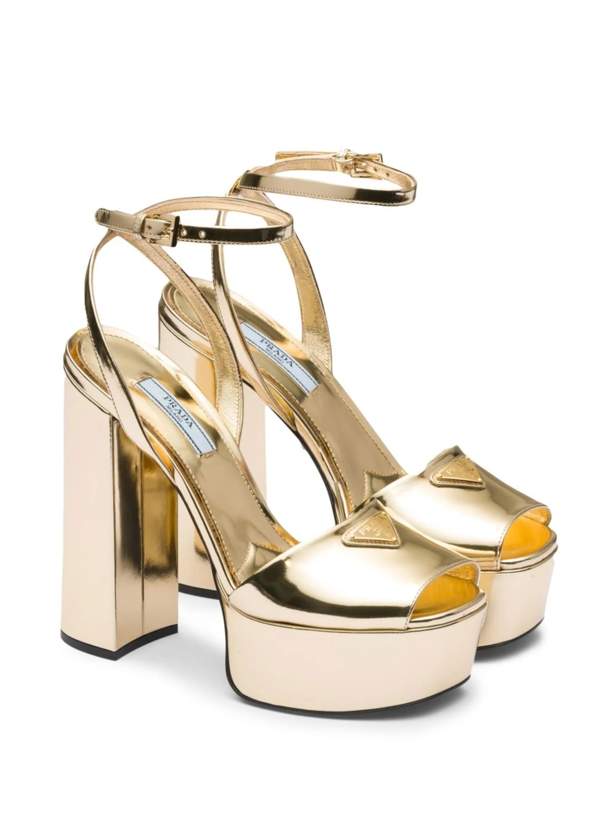 Gold Tone Plateau Platform Sandals