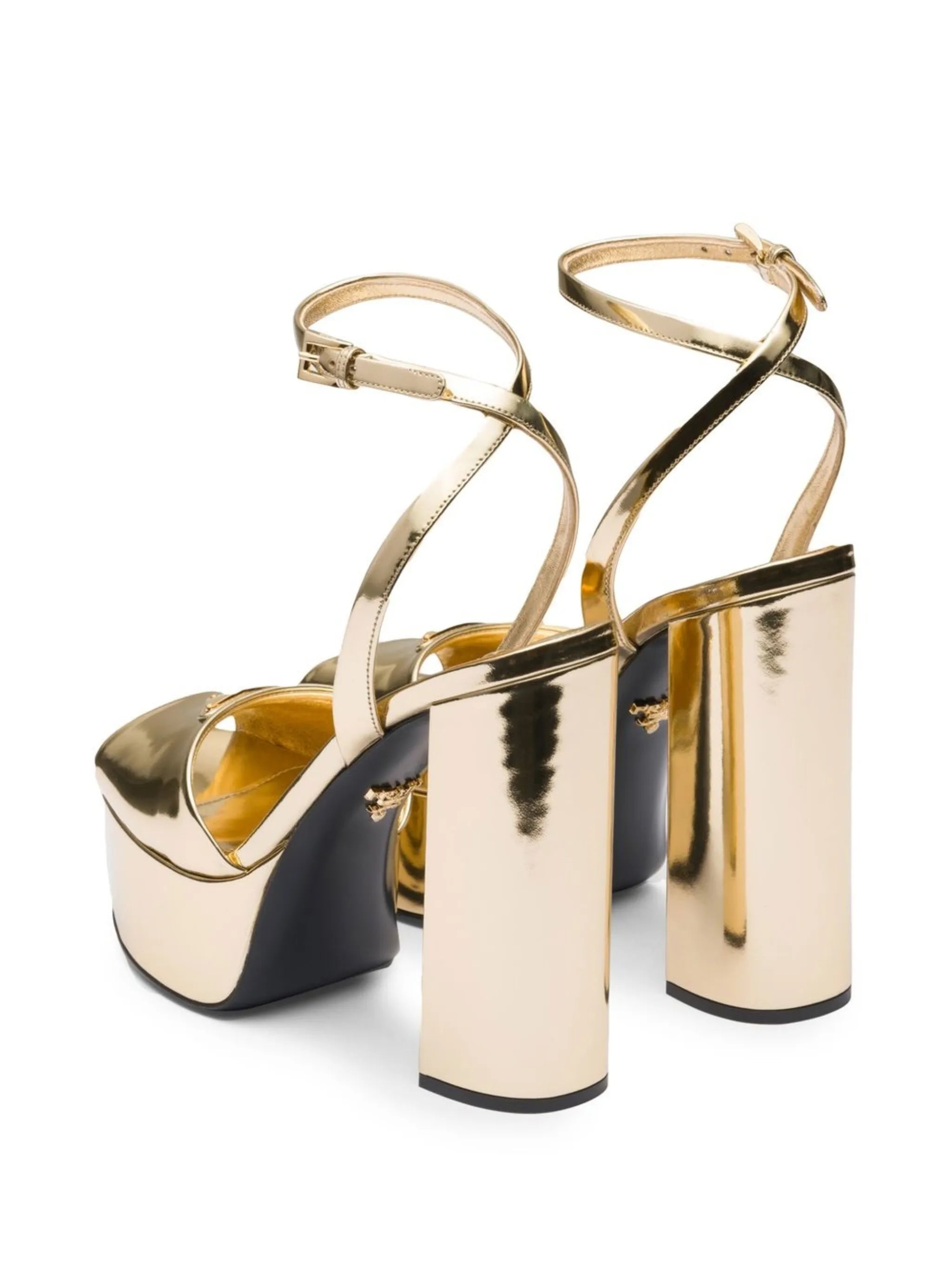Gold Tone Plateau Platform Sandals
