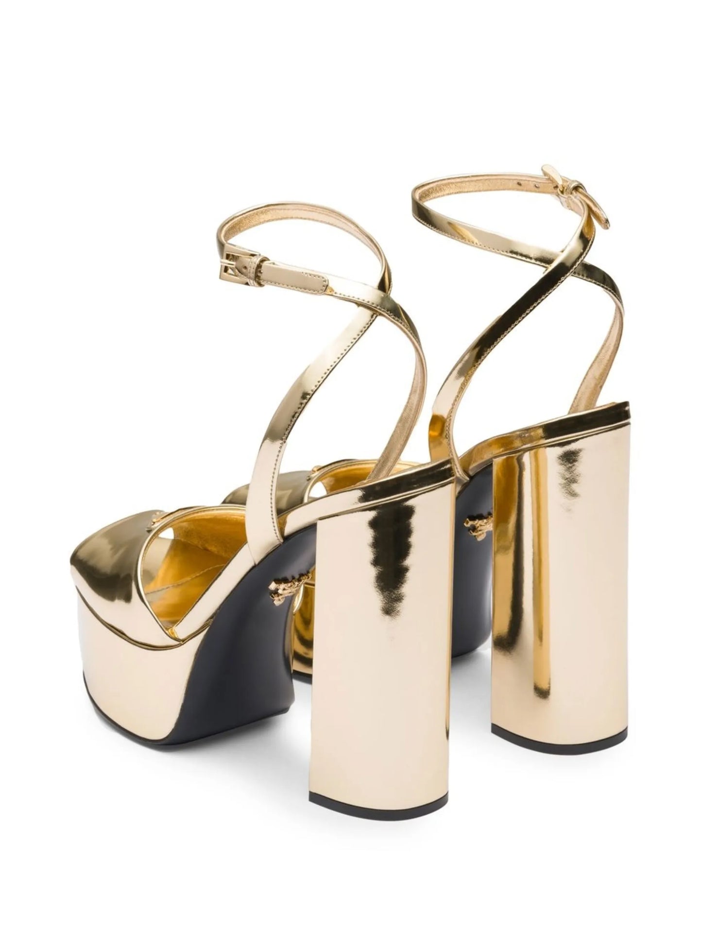 Gold Tone Plateau Platform Sandals