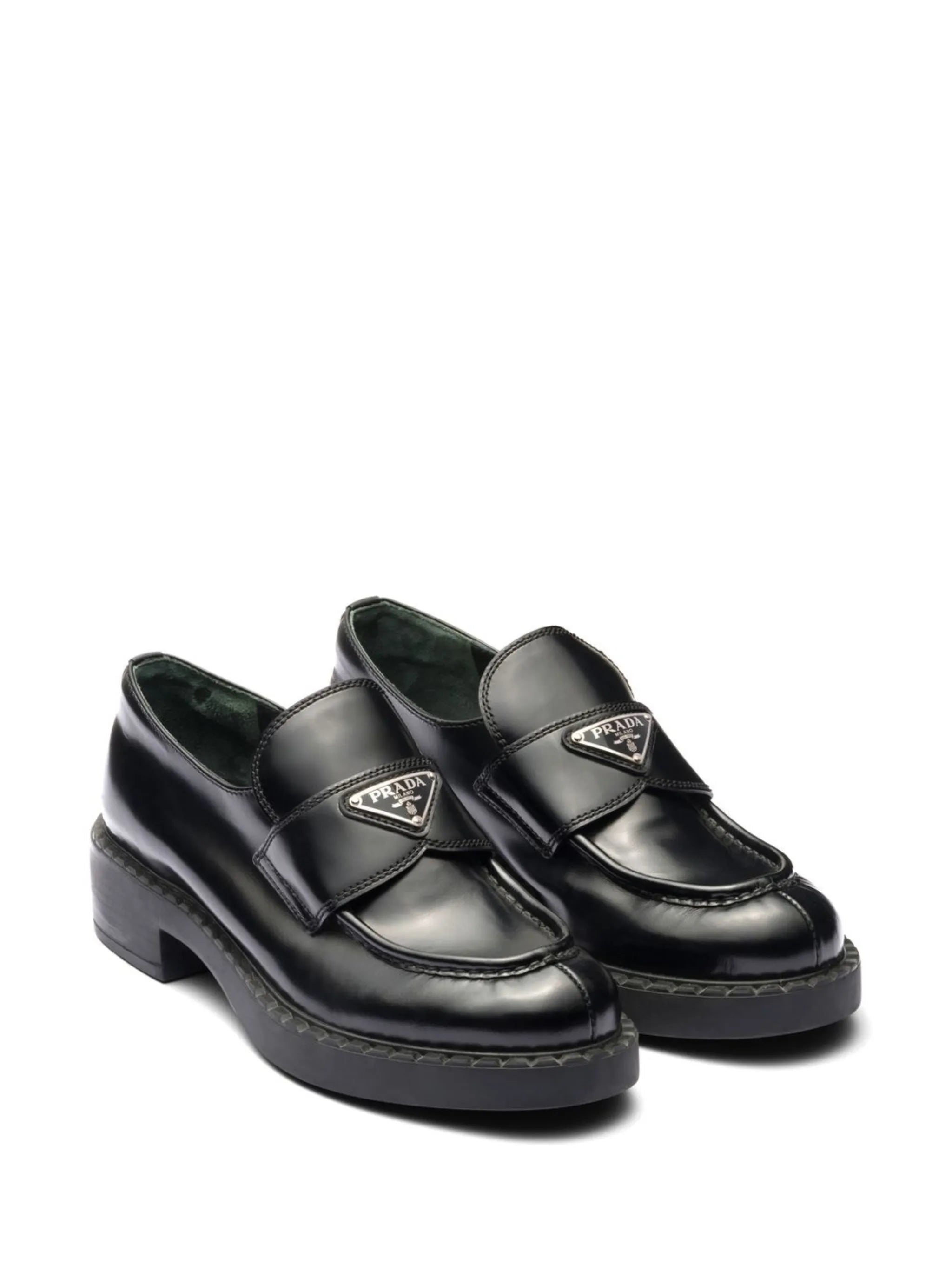brushed leather loafers