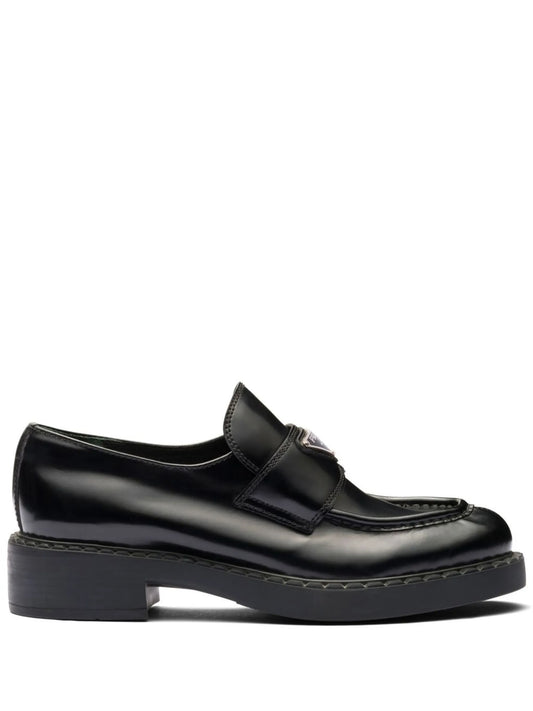 brushed leather loafers