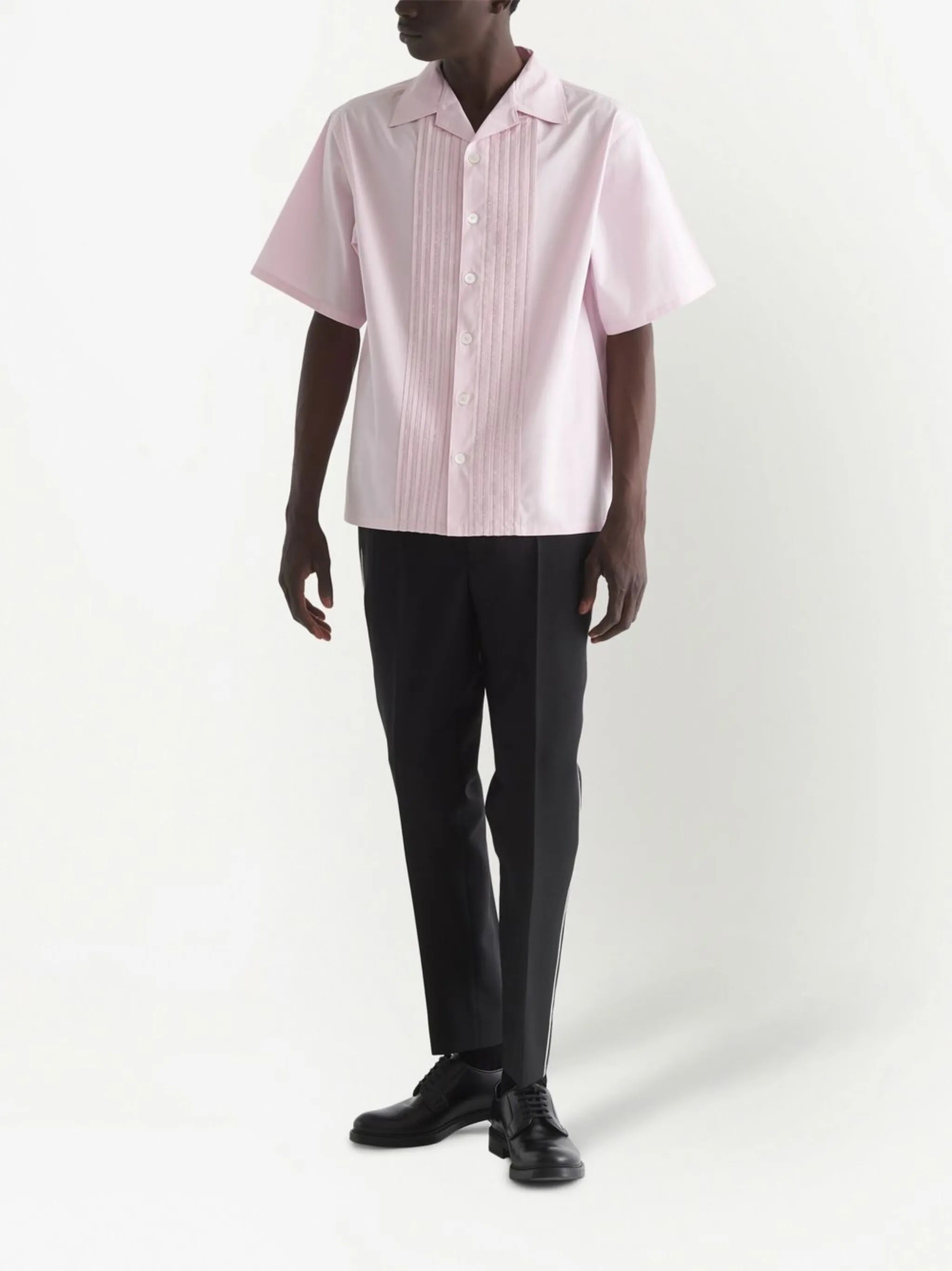 pleated-panel bowling shirt