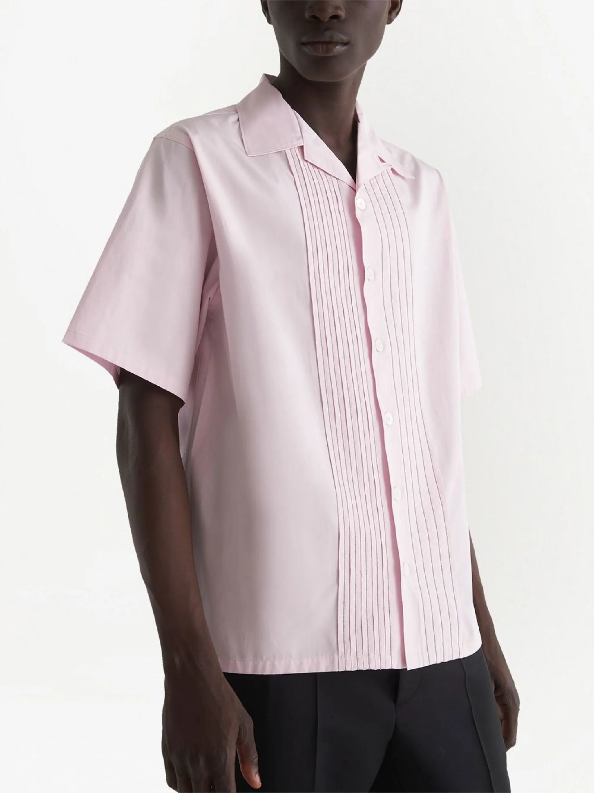 pleated-panel bowling shirt