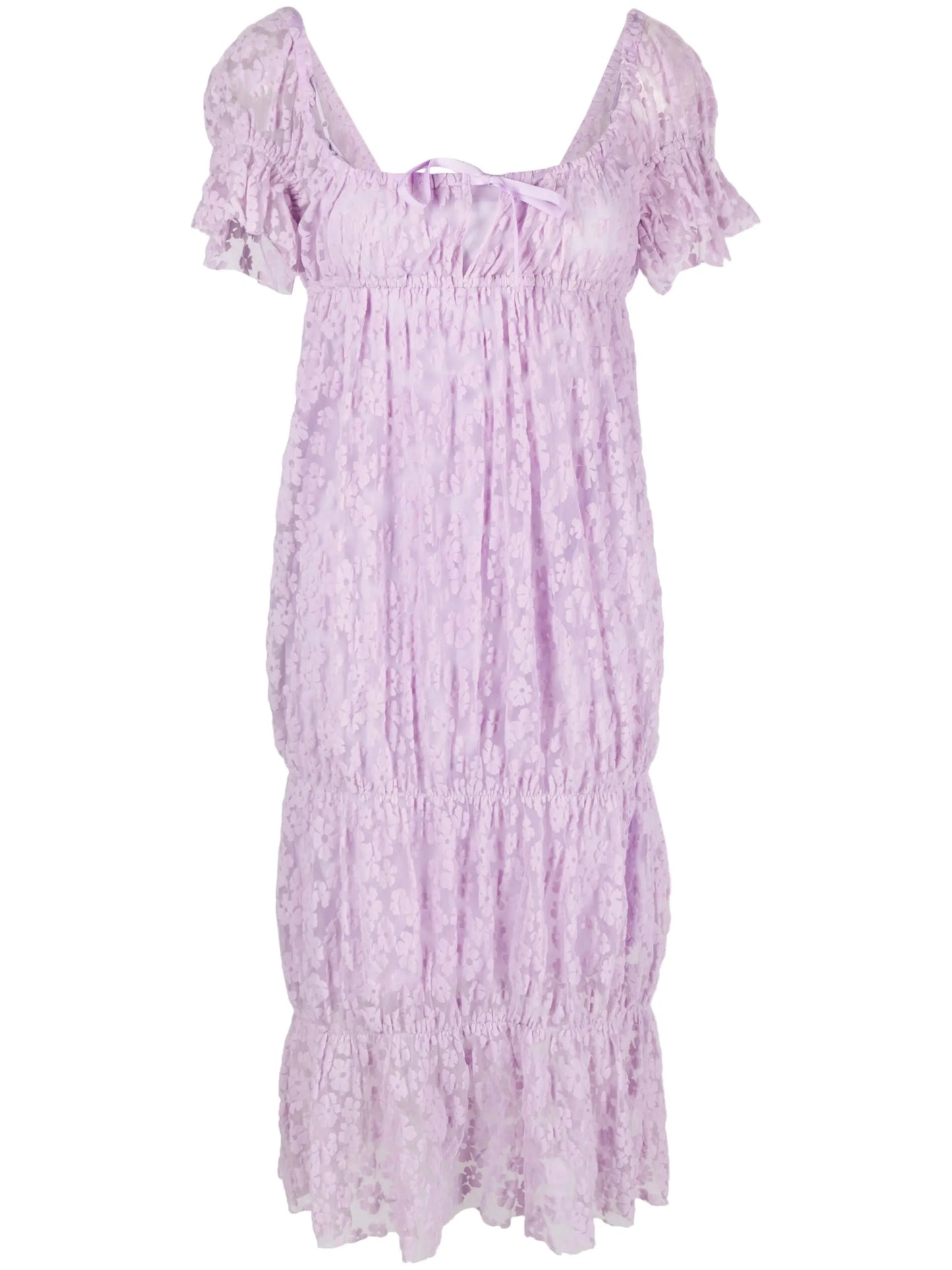 floral flocked tiered dress