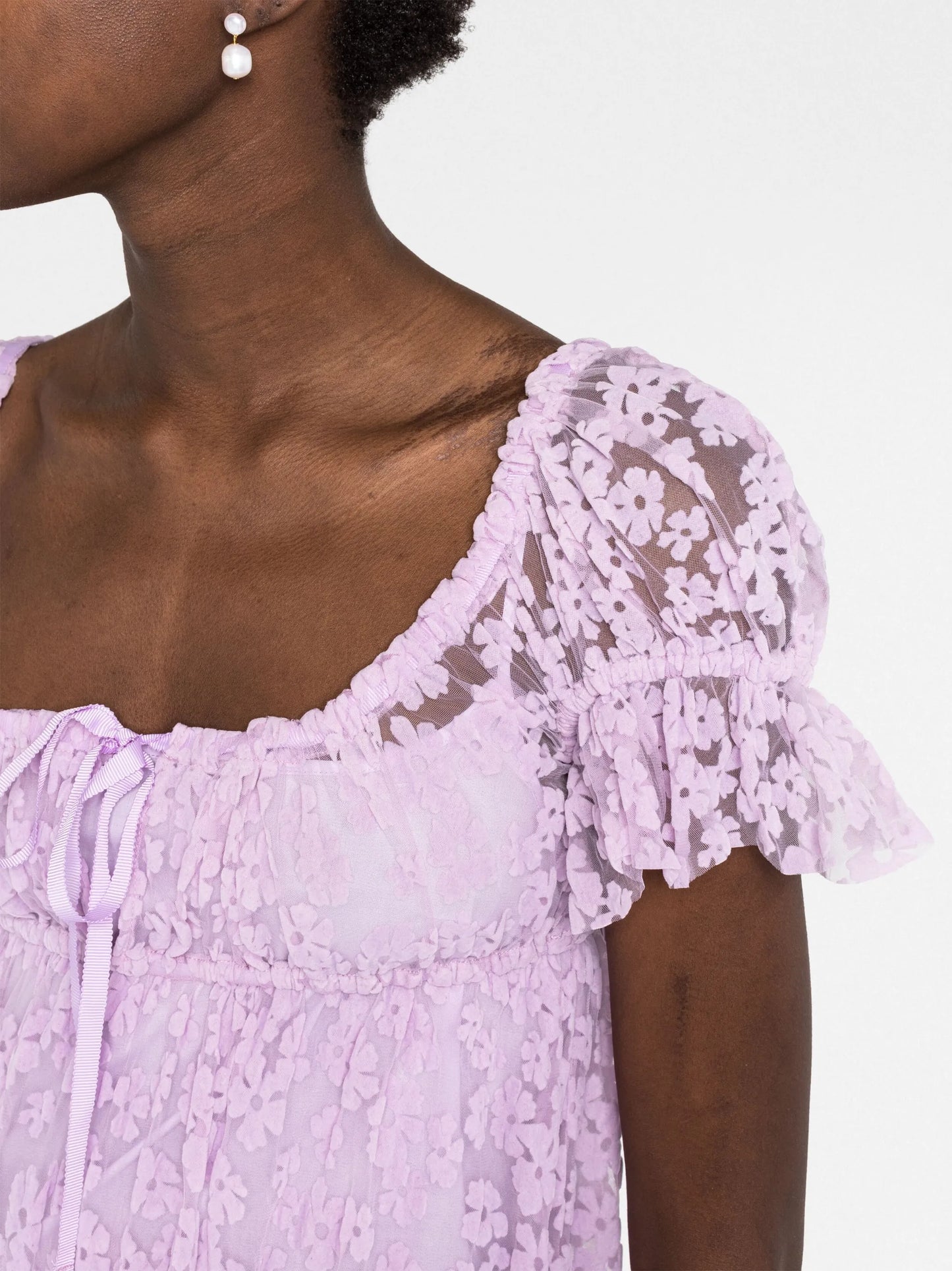floral flocked tiered dress