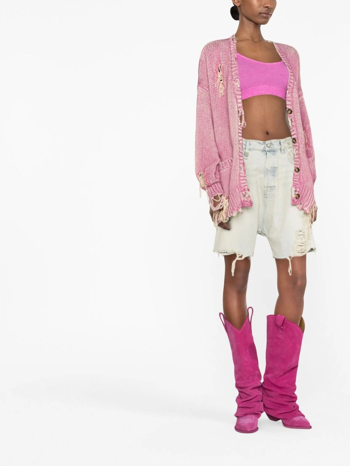 distressed boyfriend-cut shorts