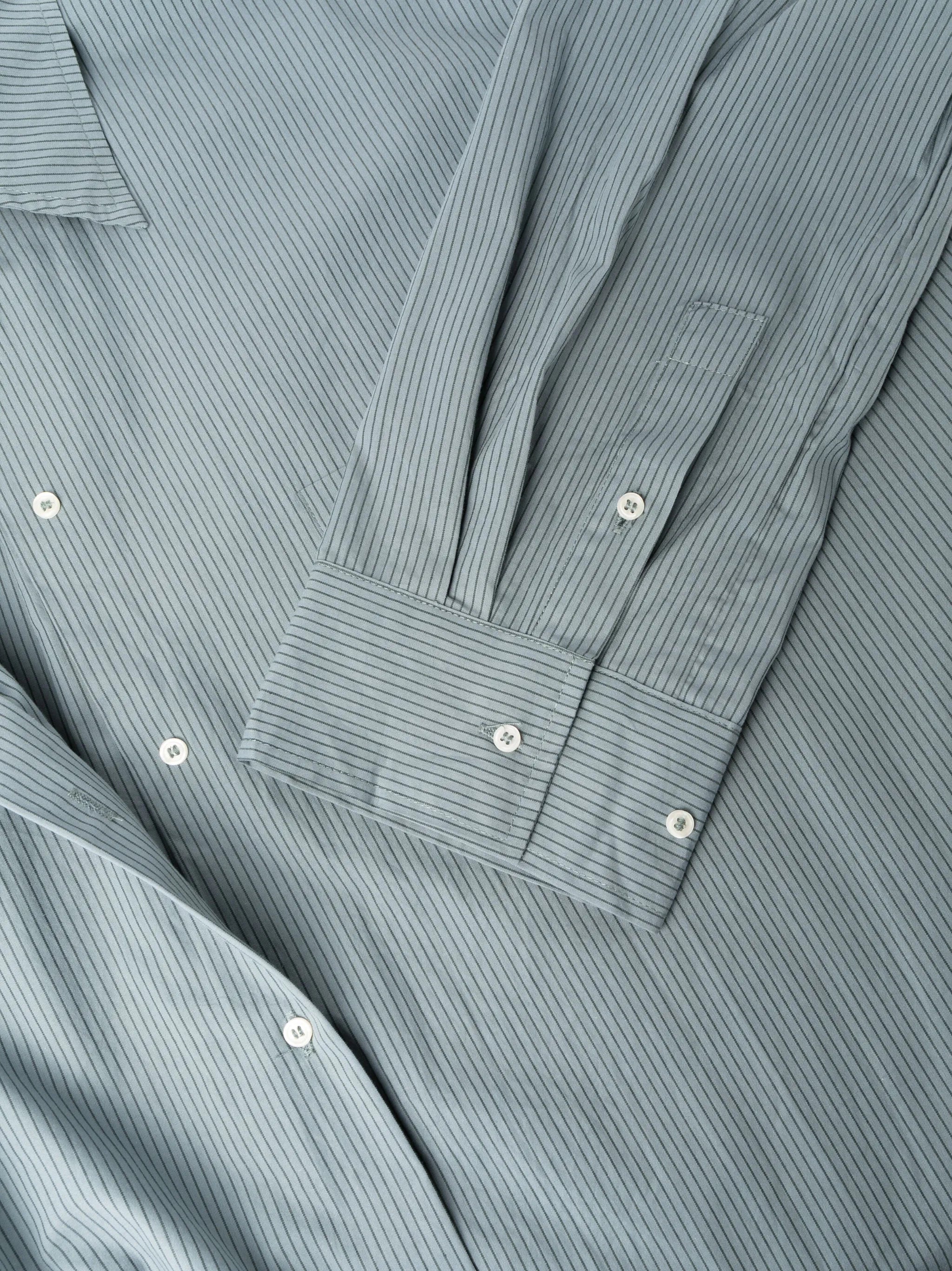 long-line stripe-print shirt
