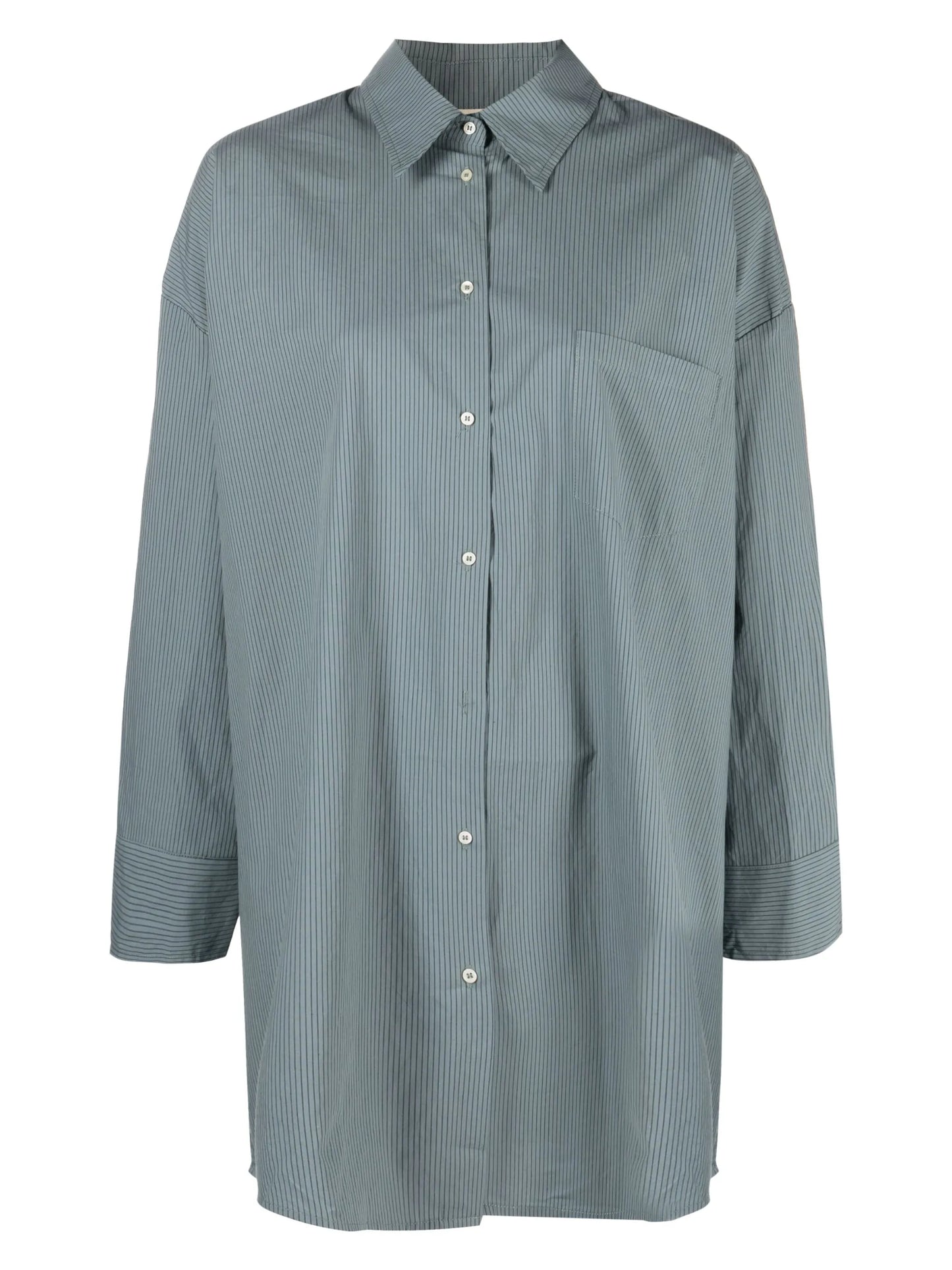 long-line stripe-print shirt