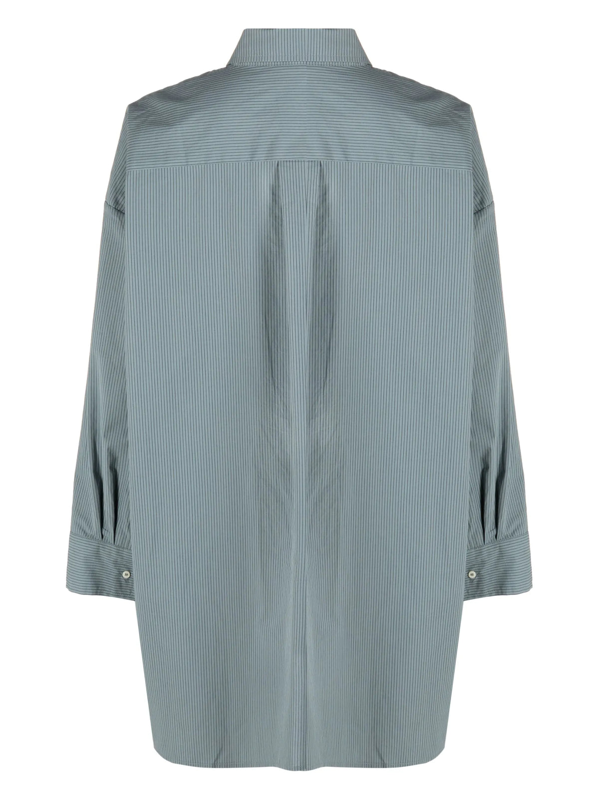long-line stripe-print shirt