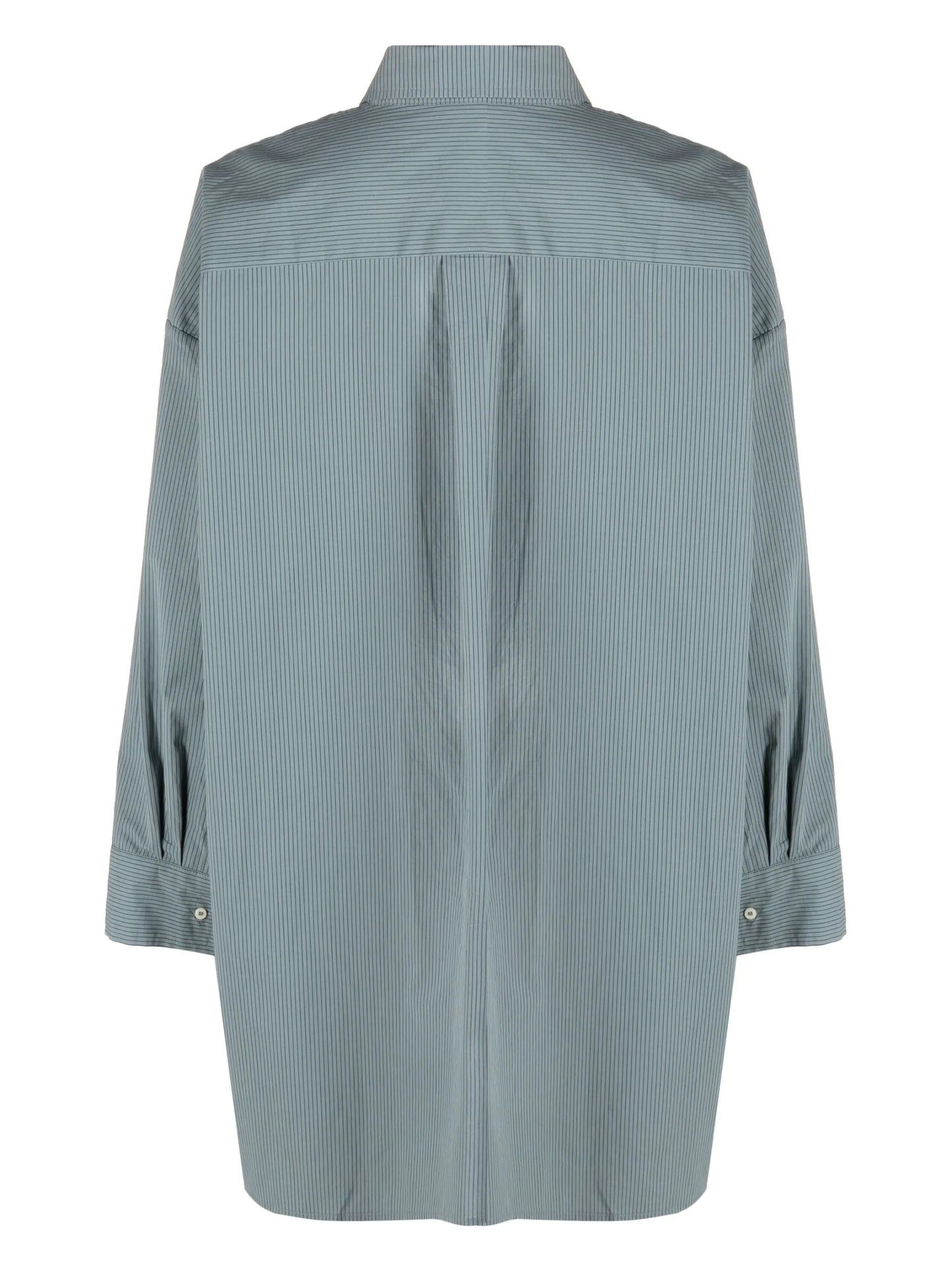 long-line stripe-print shirt