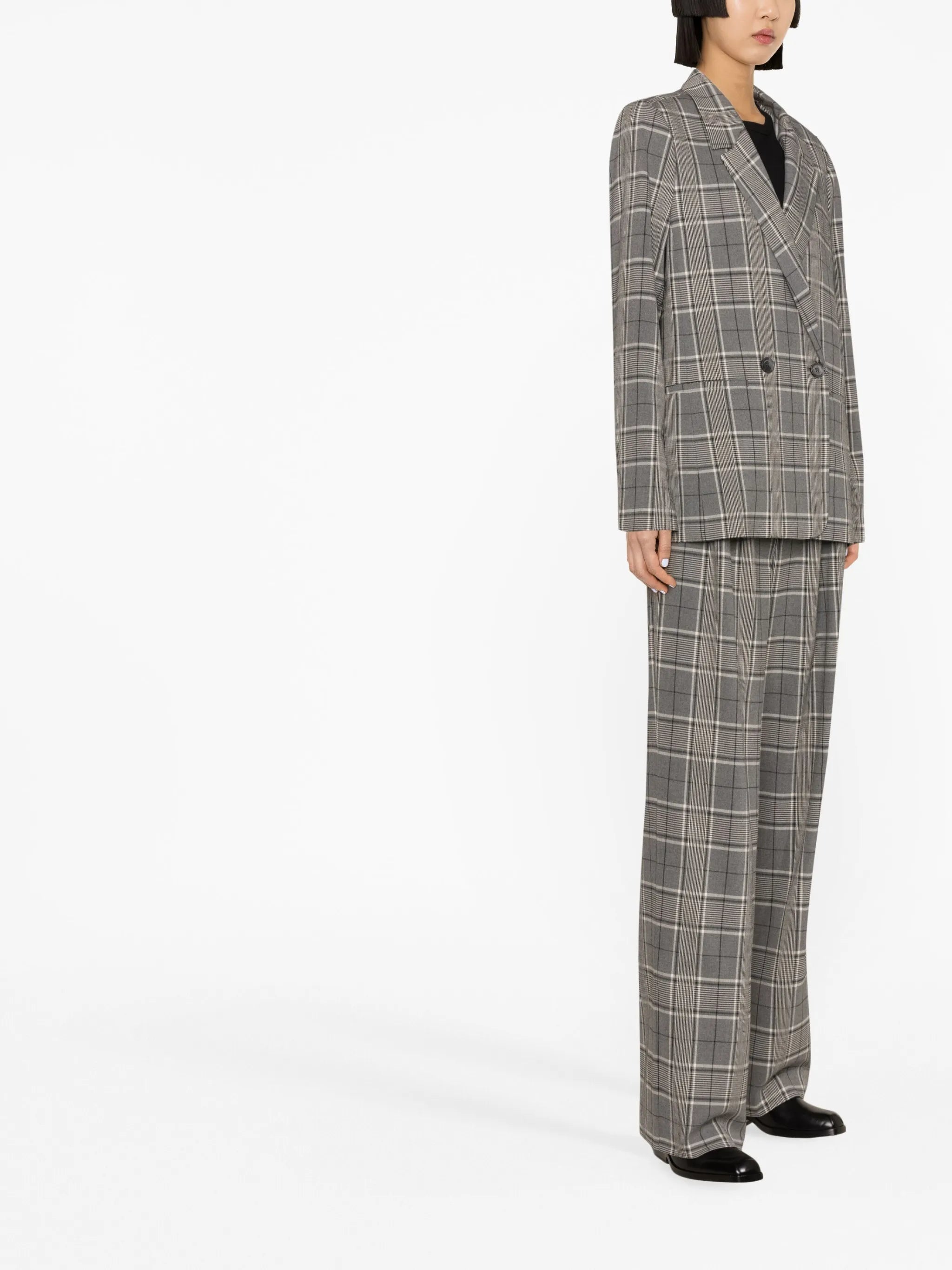 plaid double-breasted blazer