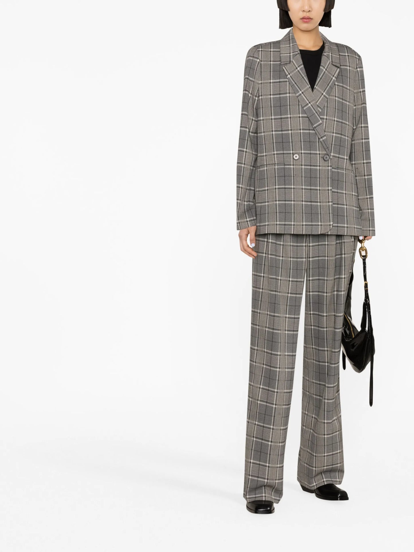 plaid double-breasted blazer