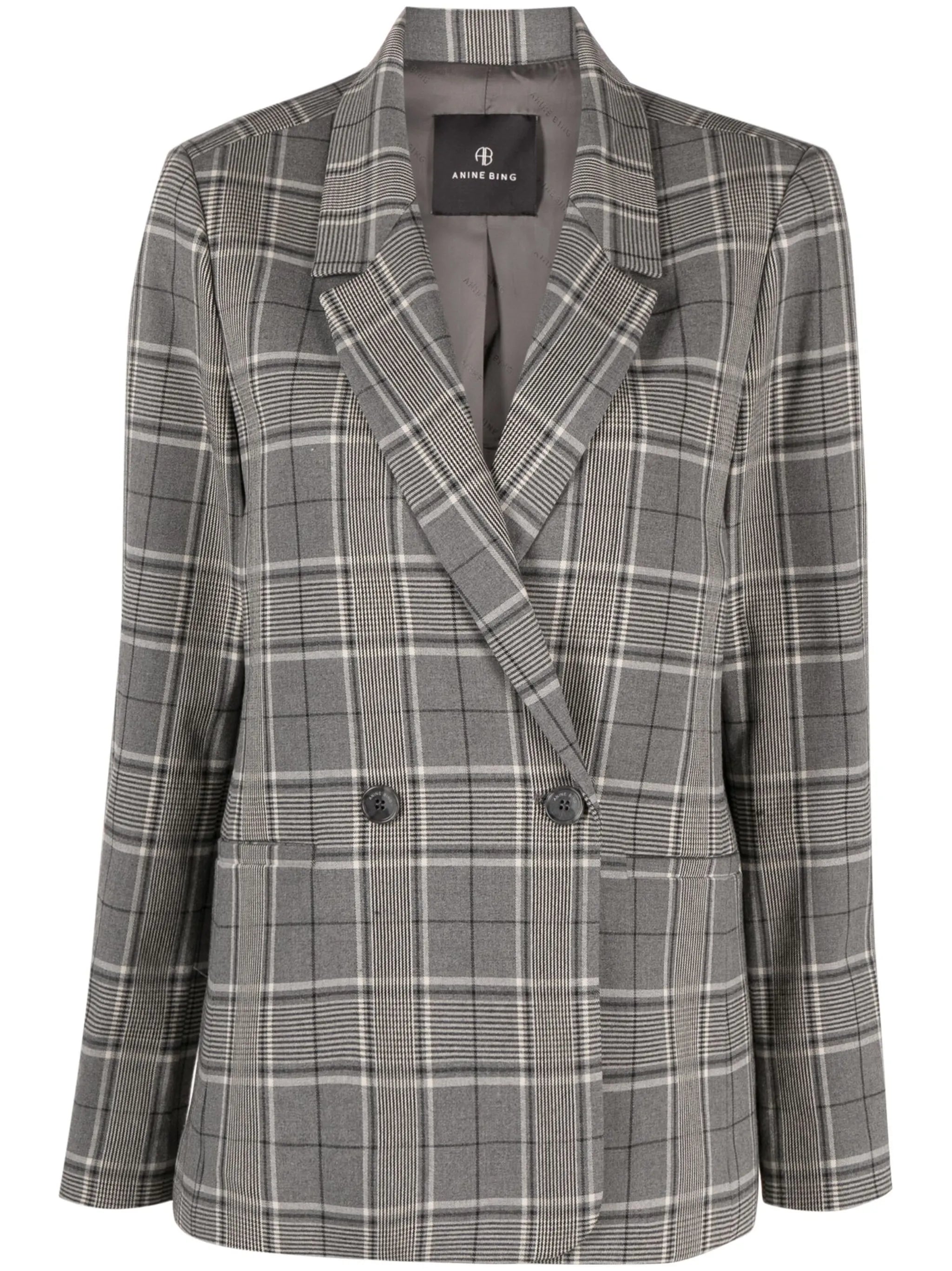 plaid double-breasted blazer