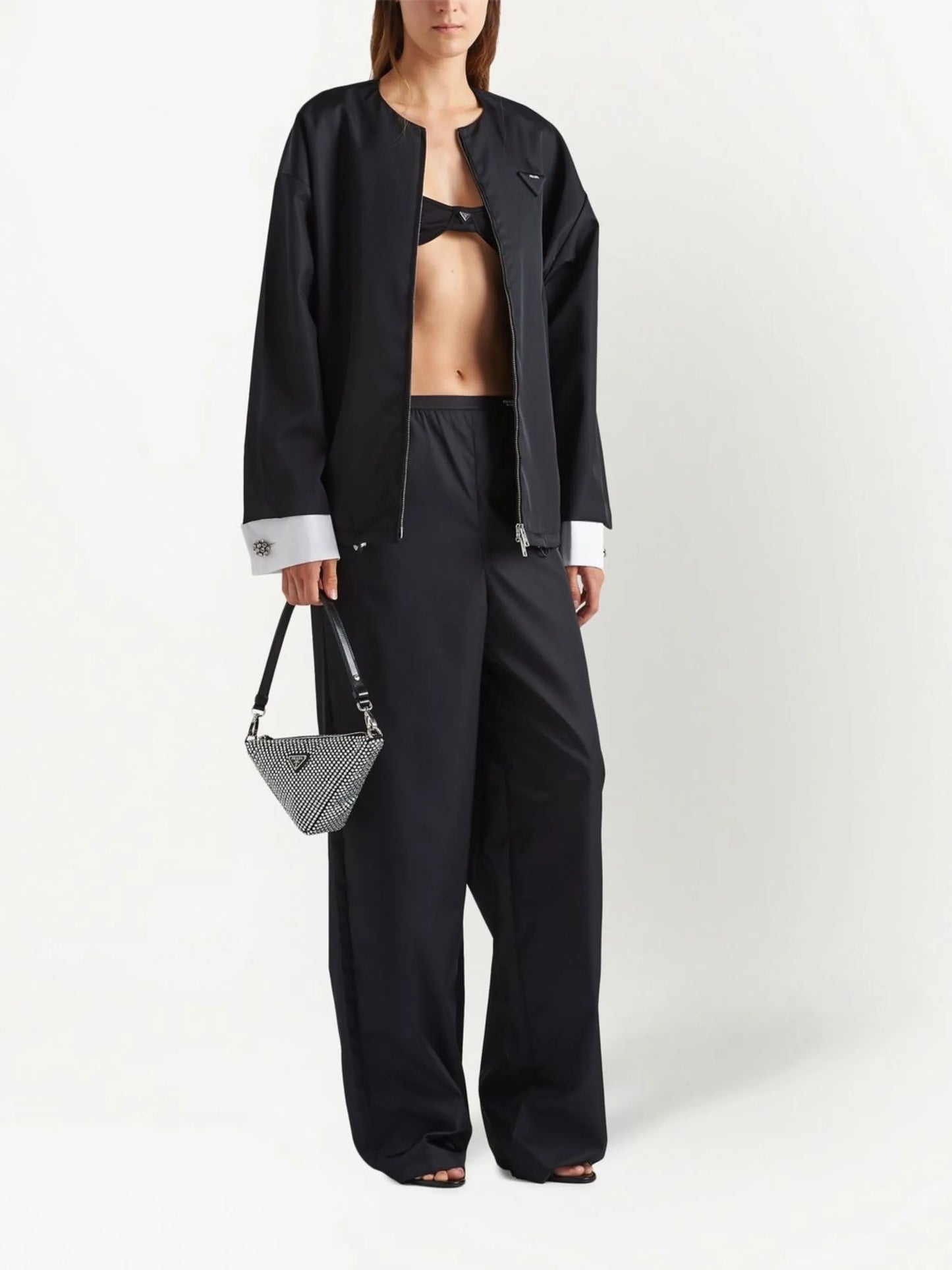 Re-Nylon detachable-cuff jacket