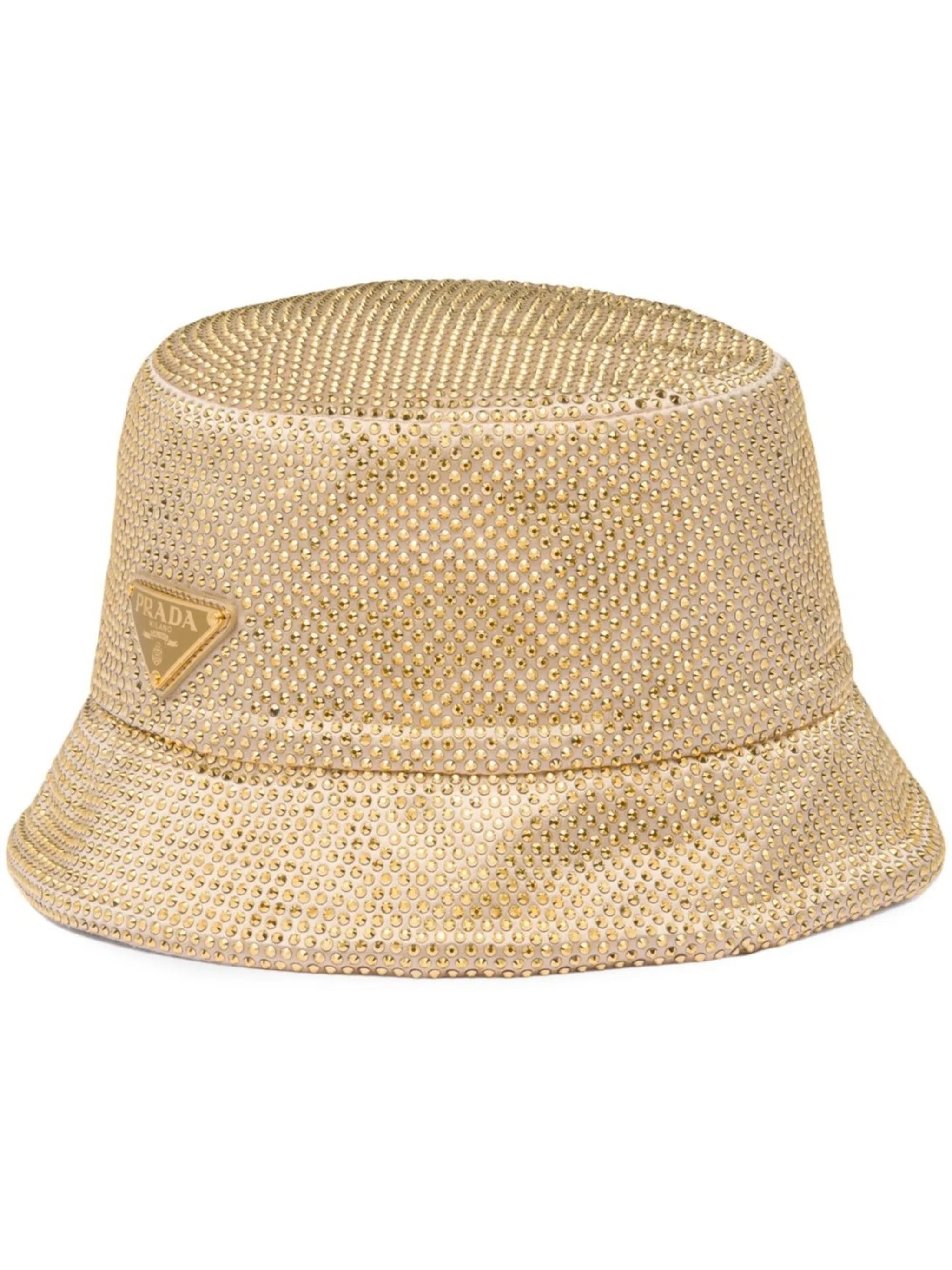 crystal-embellished satin bucket hat