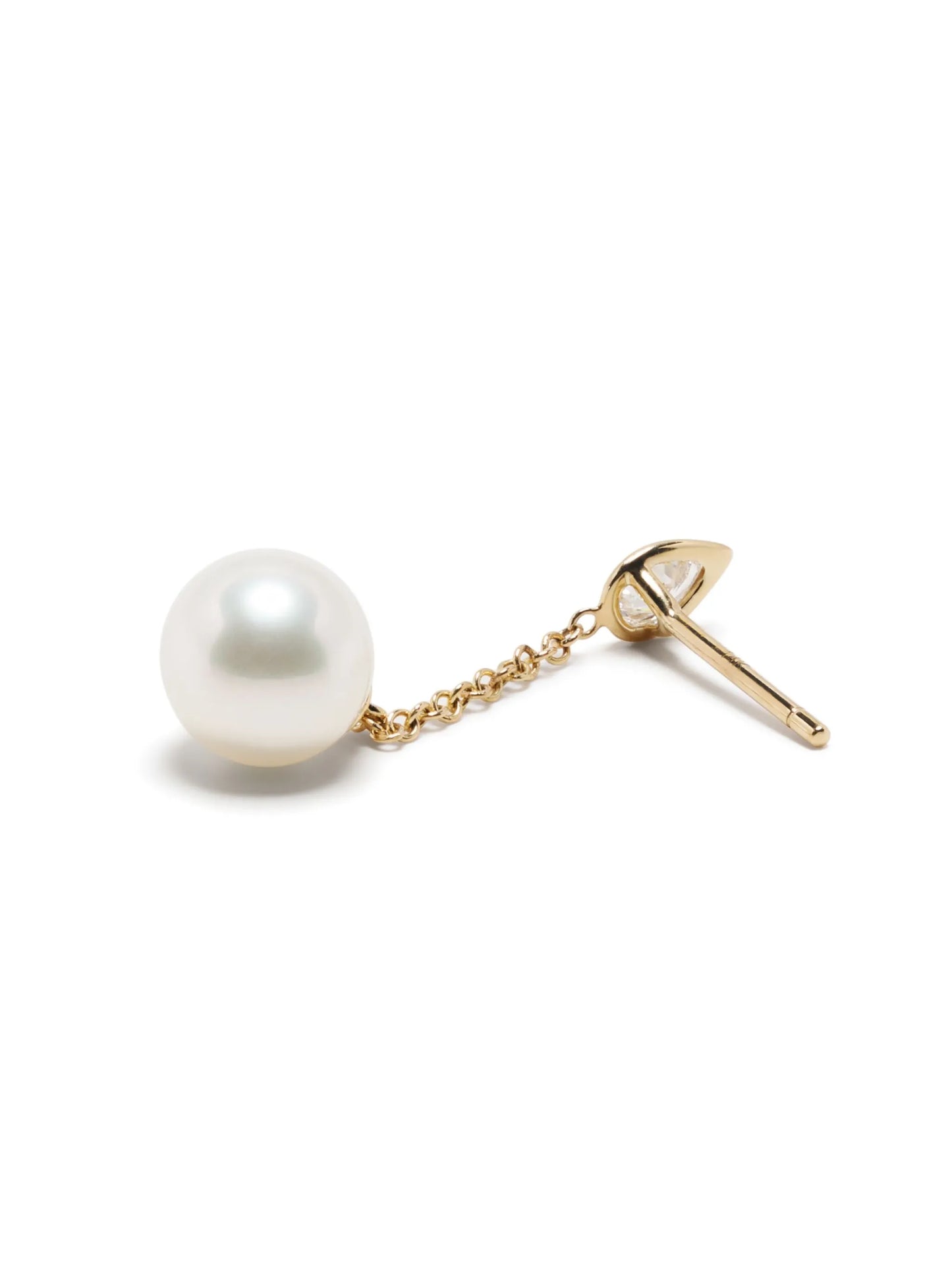 14kt yellow gold diamond and pearl drop earrings
