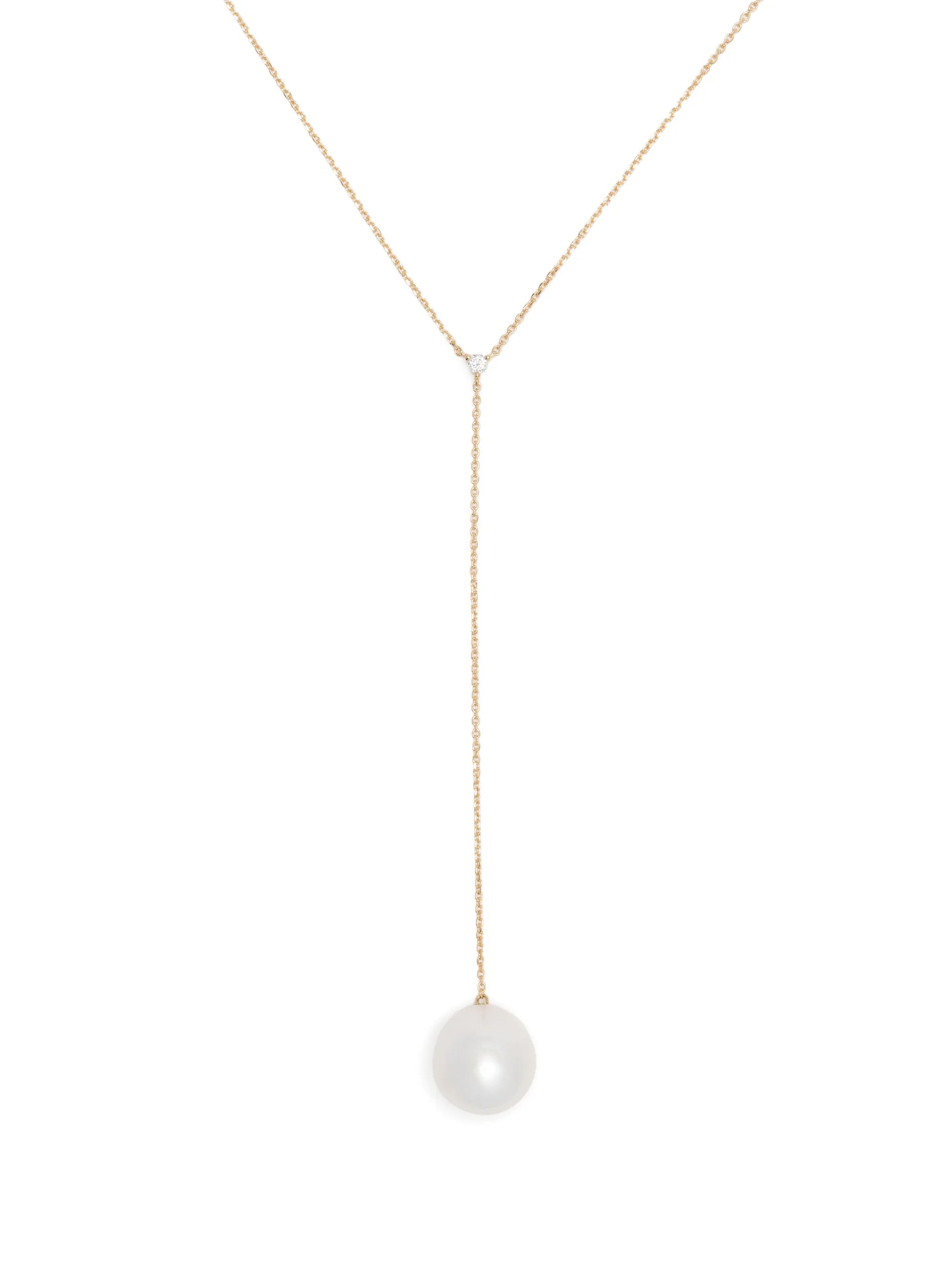 14kt yellow gold pearl and diamond necklace