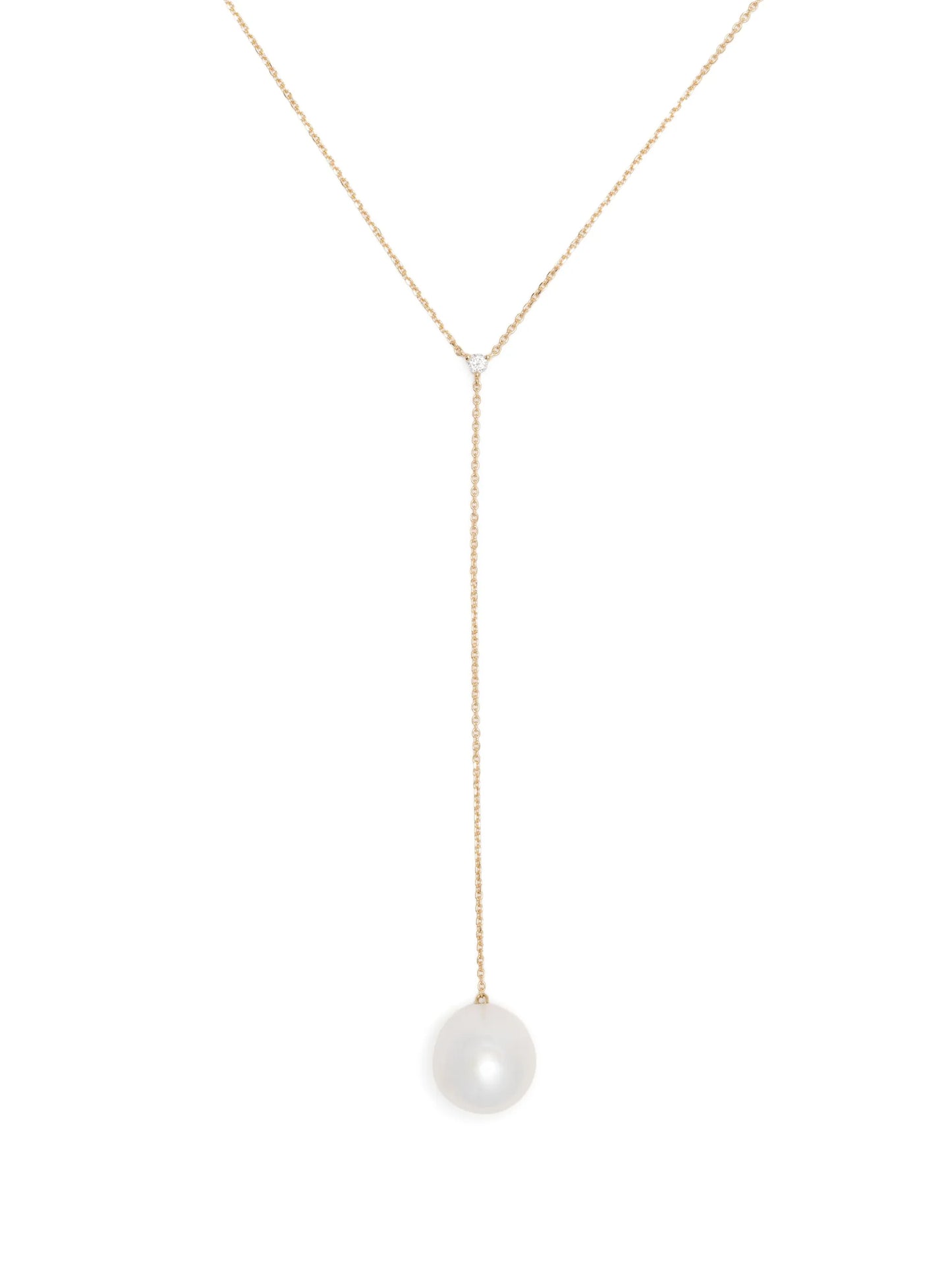 14kt yellow gold pearl and diamond necklace