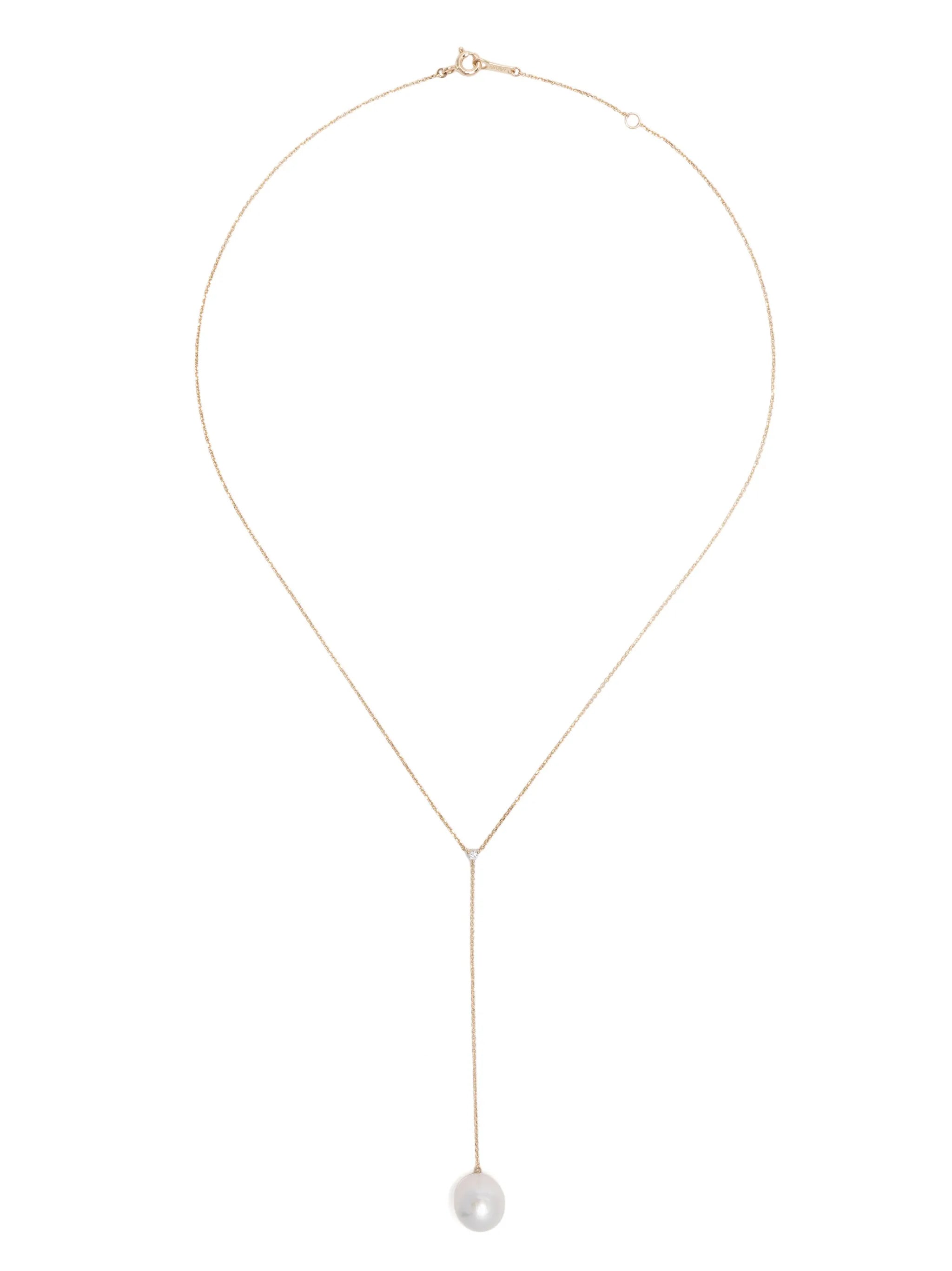 14kt yellow gold pearl and diamond necklace