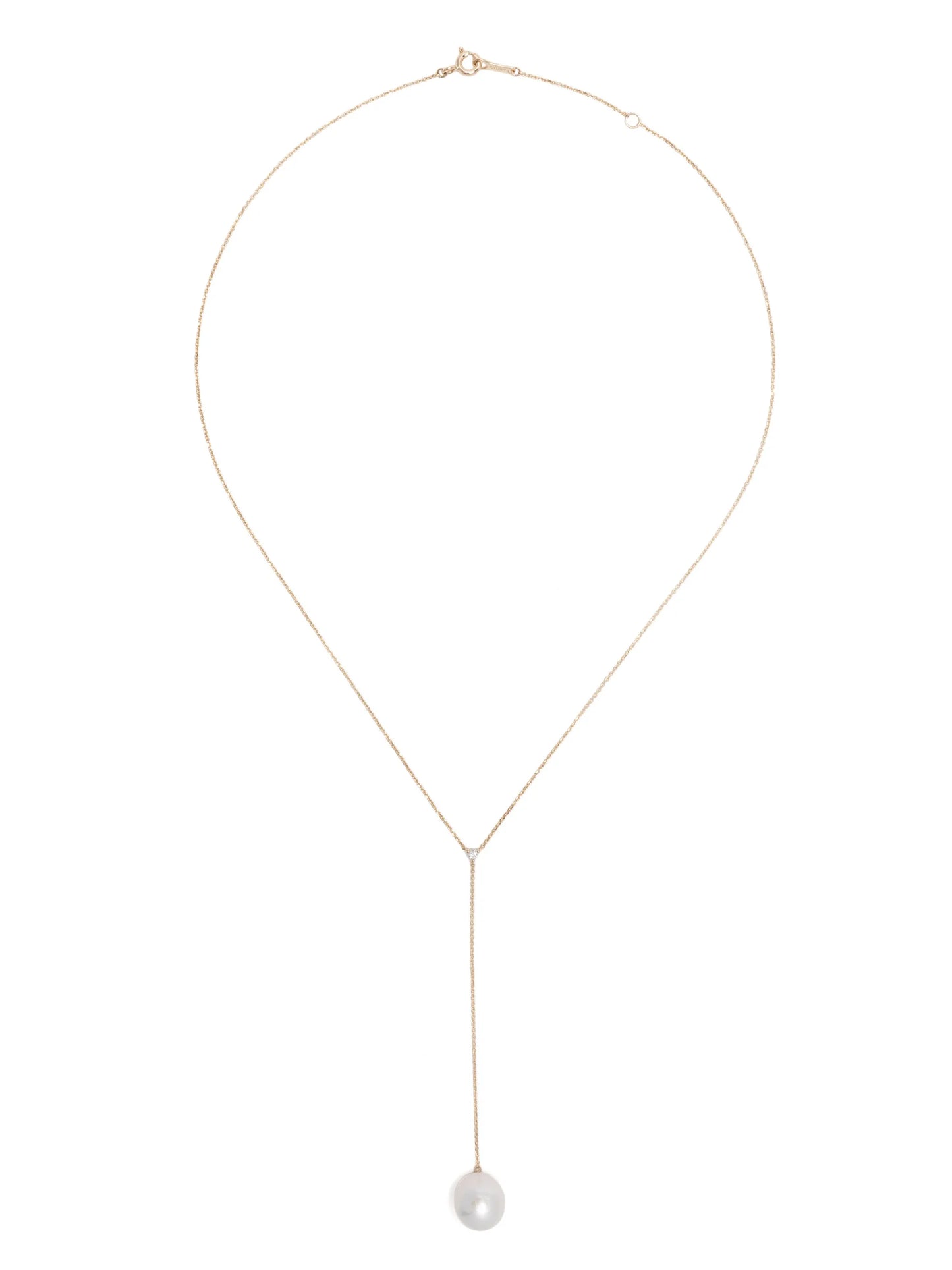 14kt yellow gold pearl and diamond necklace