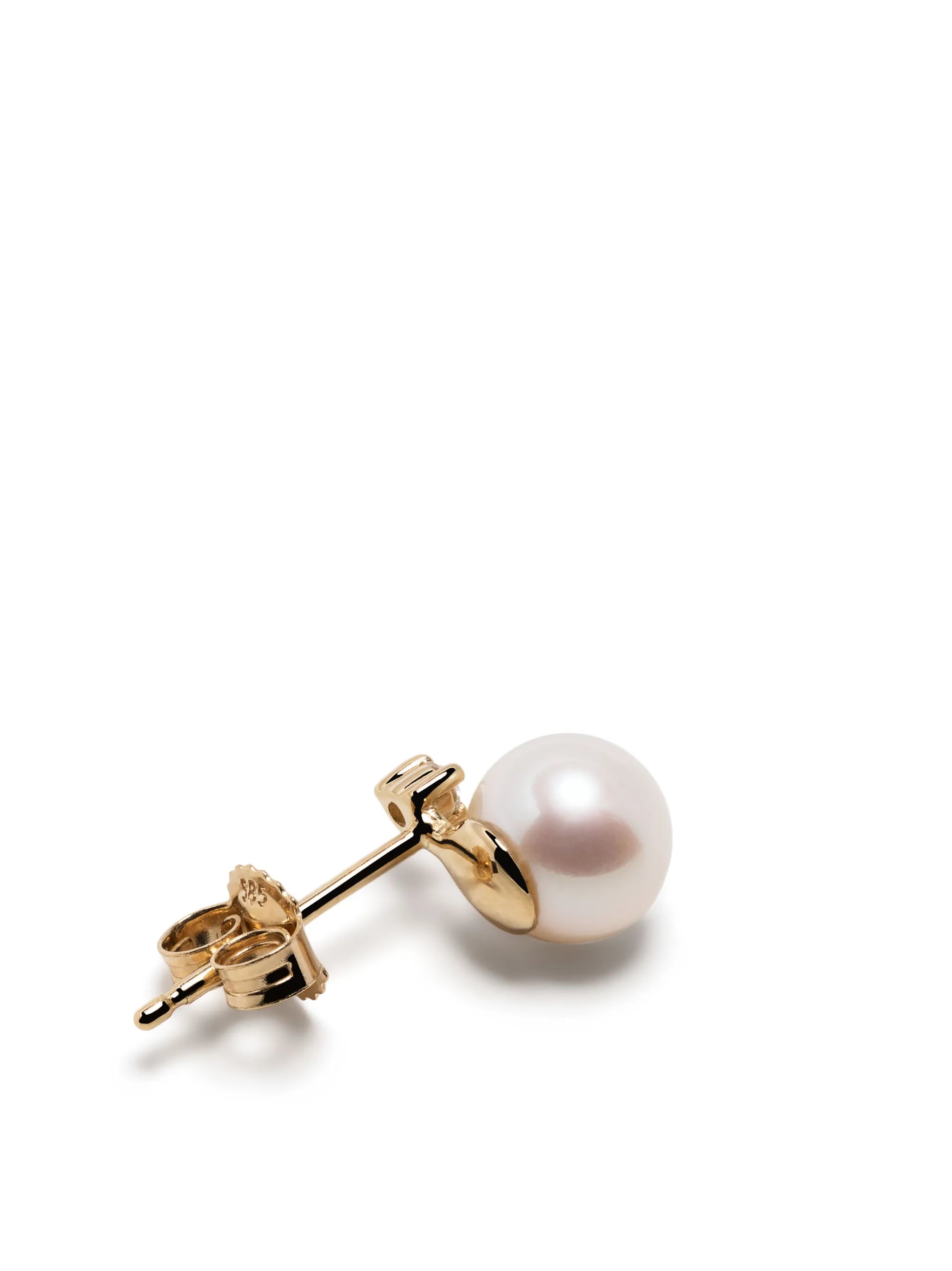 14kt yellow gold medium Sea of Beauty pearl and diamond earrings