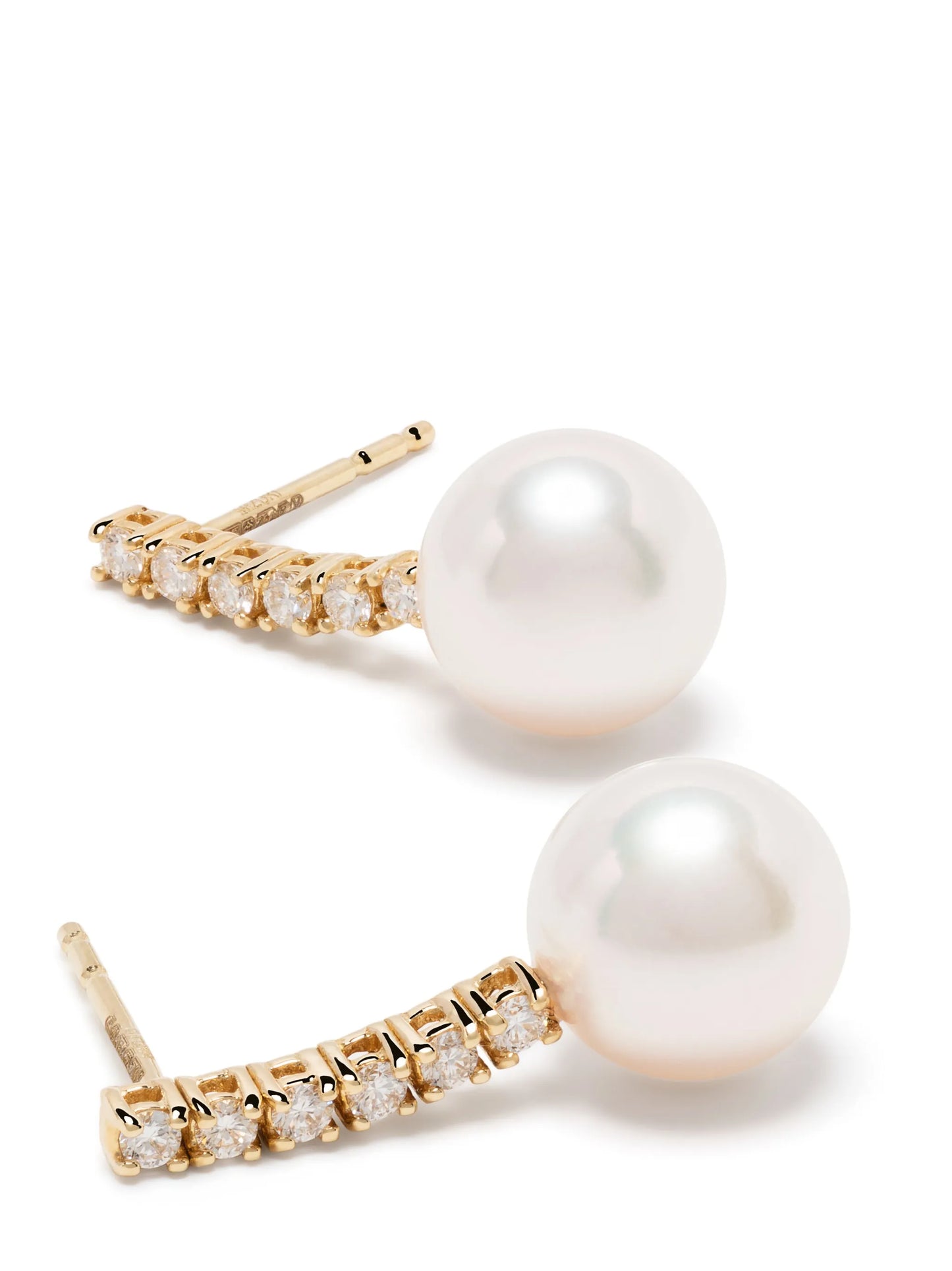 14kt yellow gold pearl and diamond drop earring