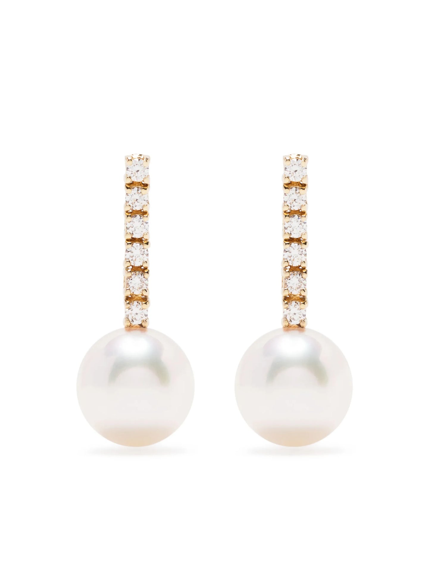 14kt yellow gold pearl and diamond drop earring