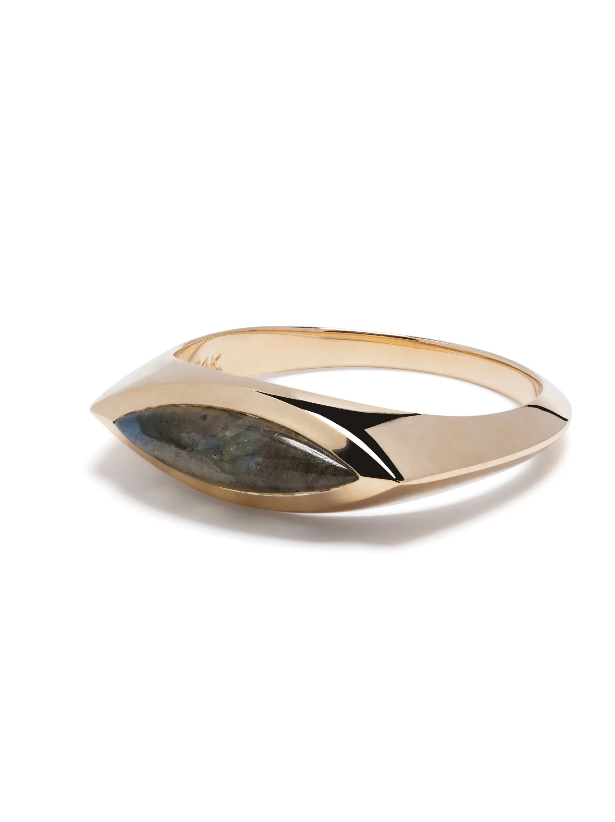 14kt yellow gold labradorite signet ring