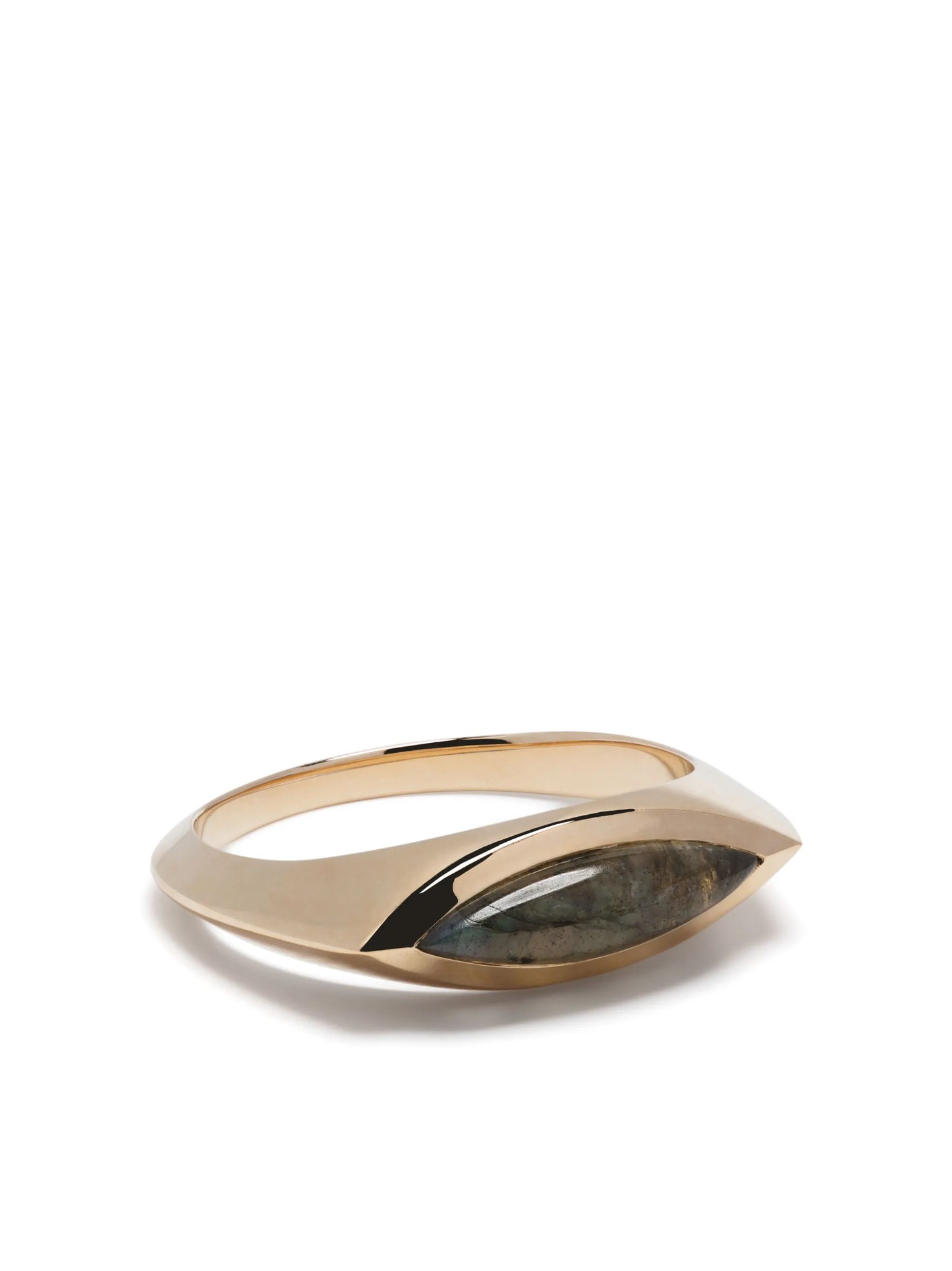 14kt yellow gold labradorite signet ring