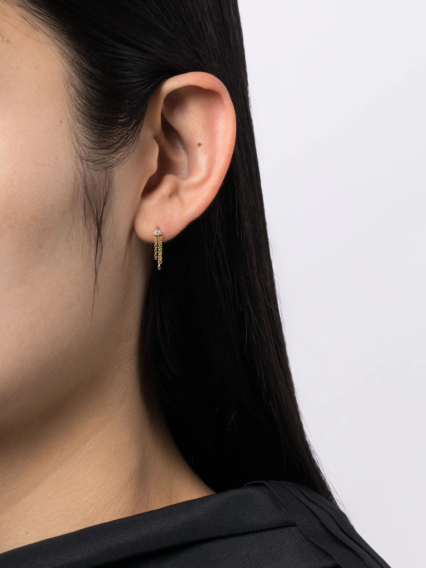 14kt yellow gold Mist diamond chain-link earrings