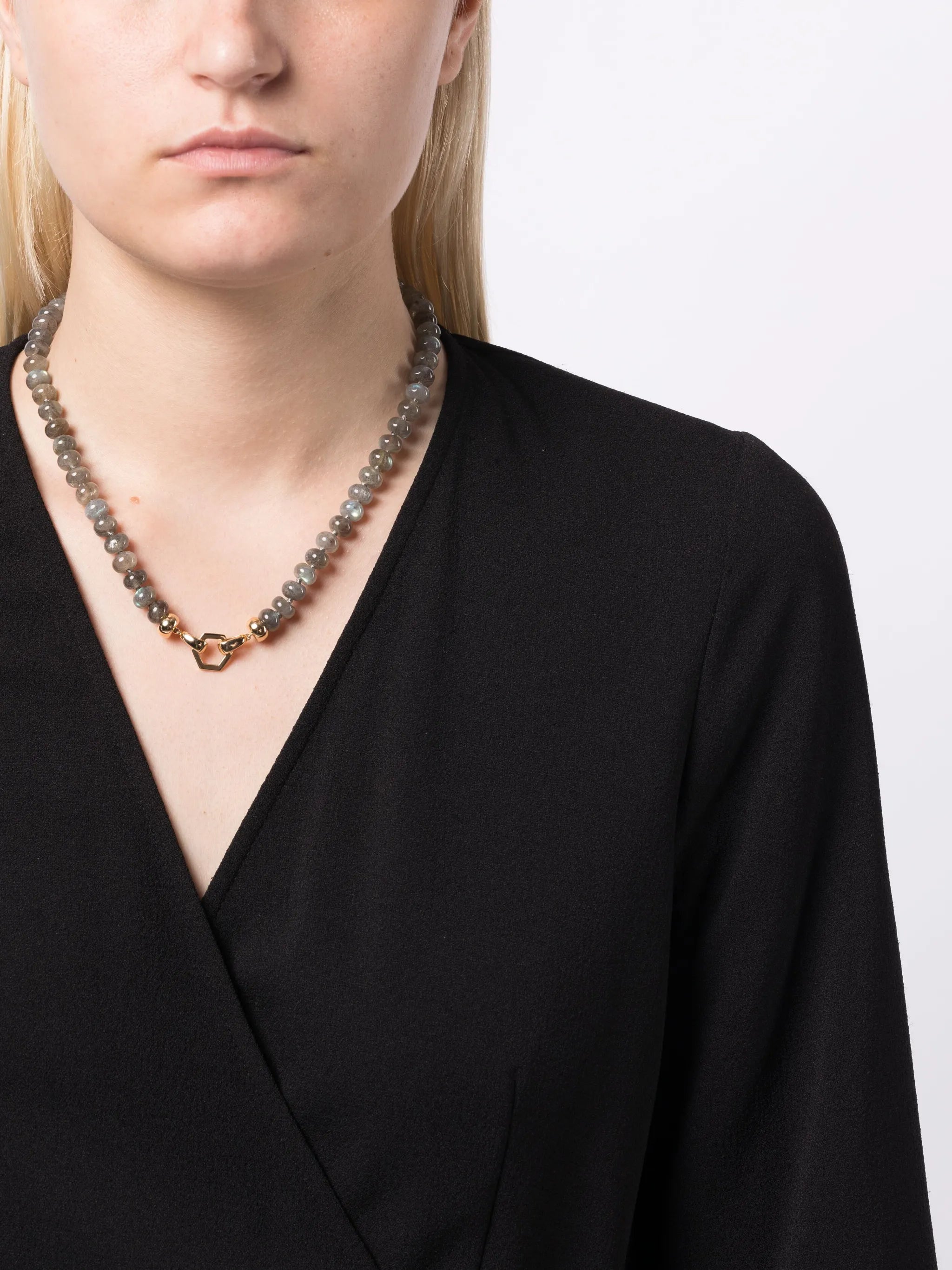 18kt yellow gold Foundation labradorite beaded necklace