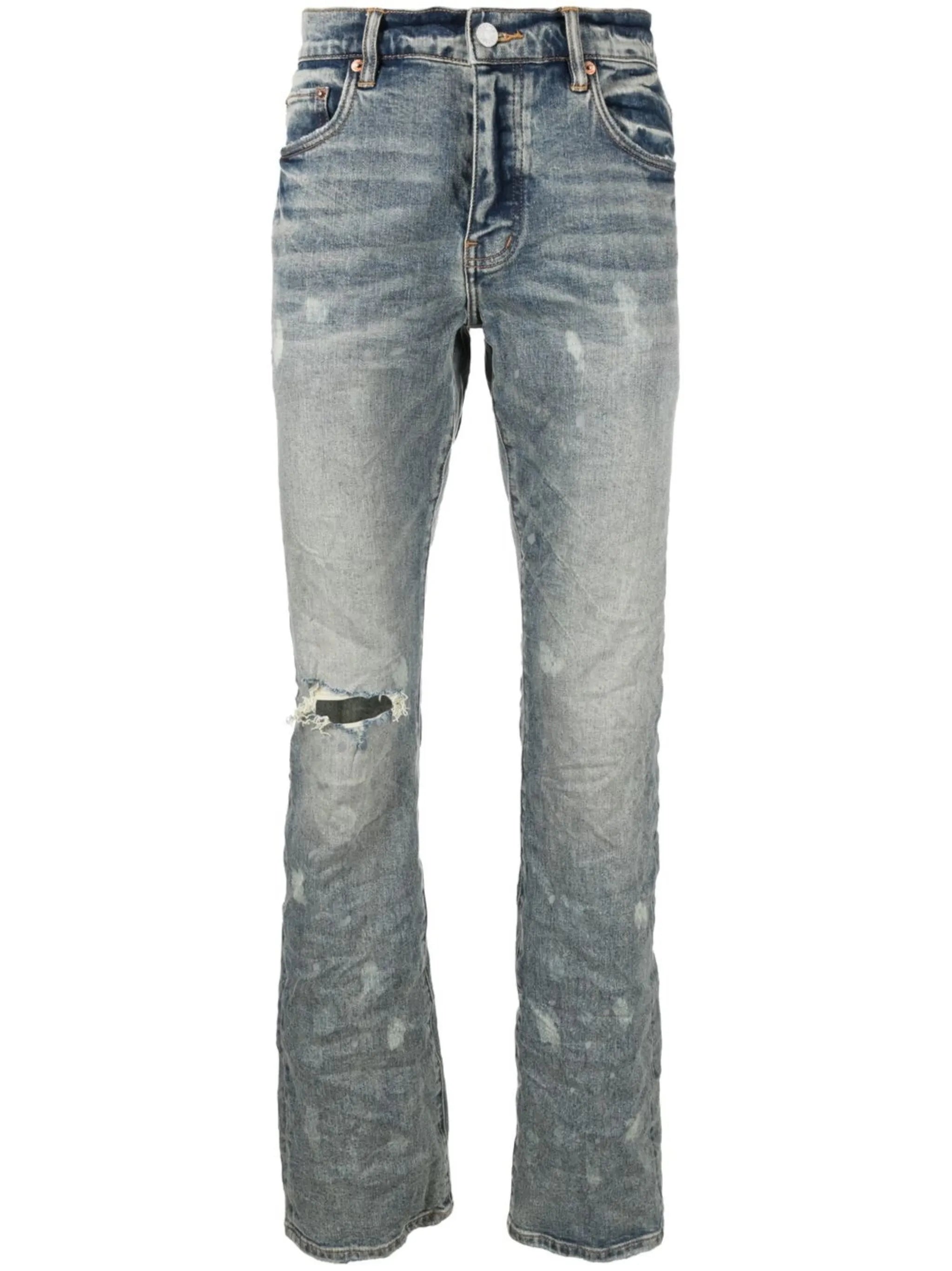 medium-wash slim-cut jeans