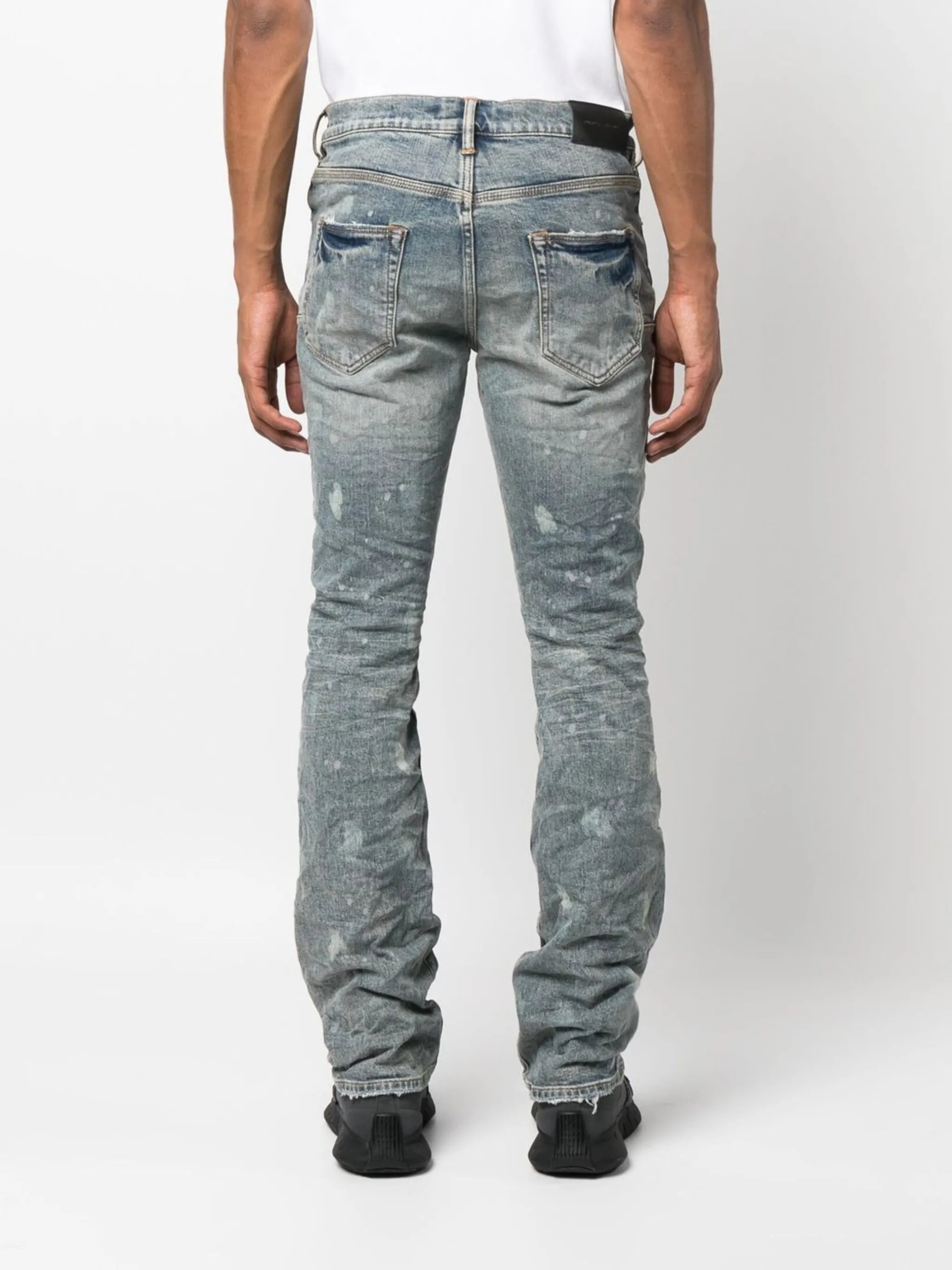 medium-wash slim-cut jeans