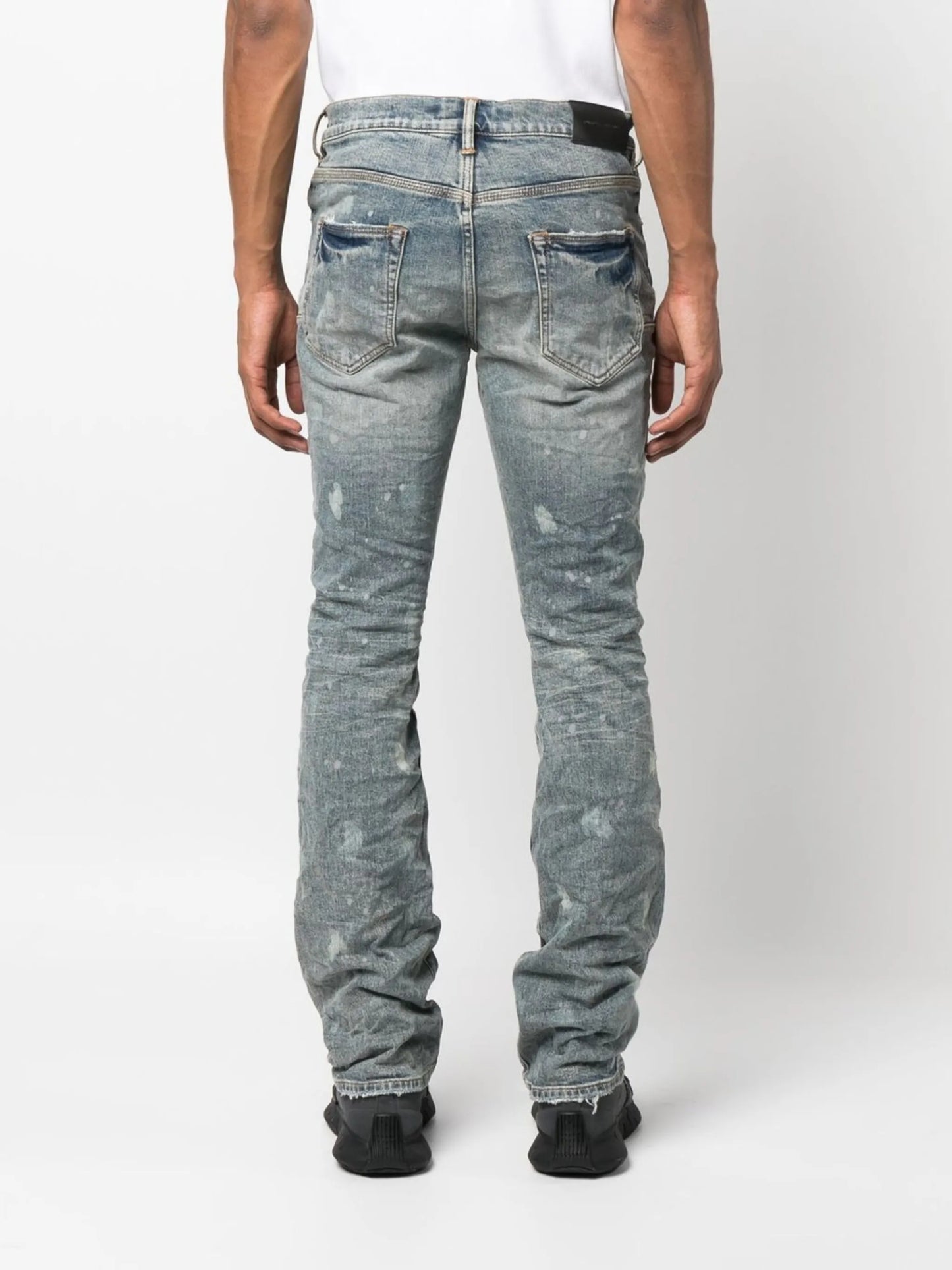 medium-wash slim-cut jeans