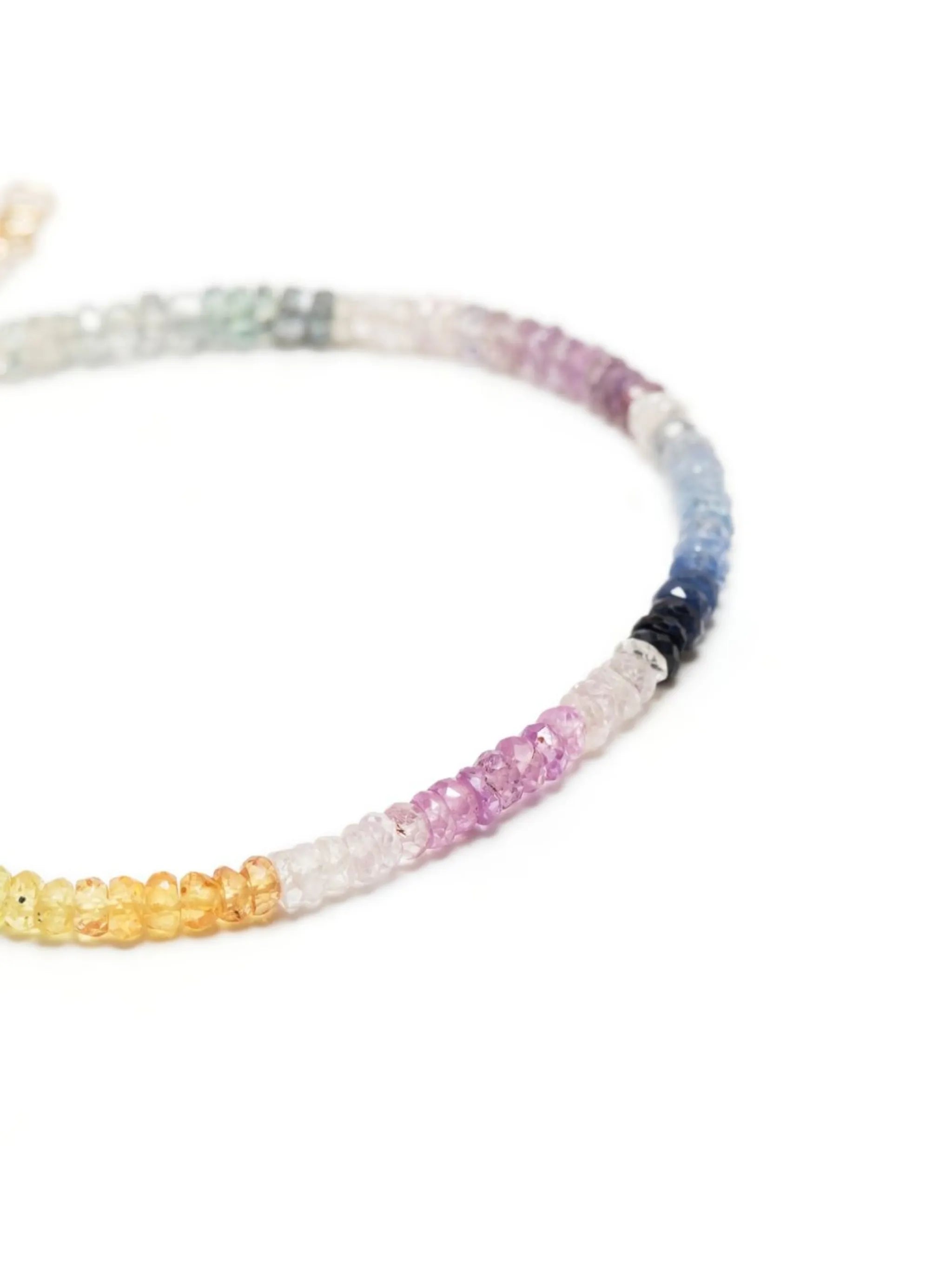 9kt yellow gold rainbow sapphire beaded bracelet