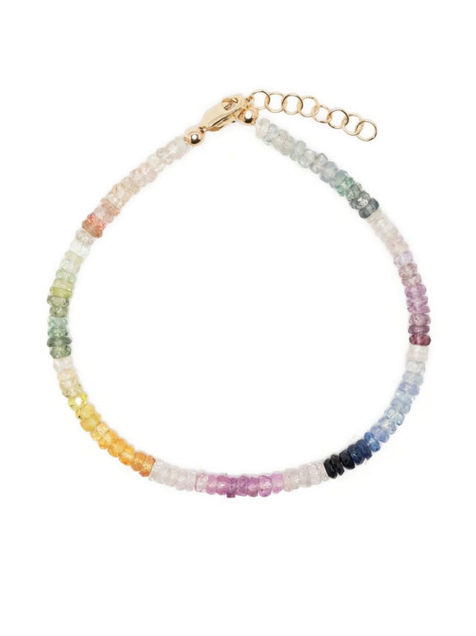 9kt yellow gold rainbow sapphire beaded bracelet