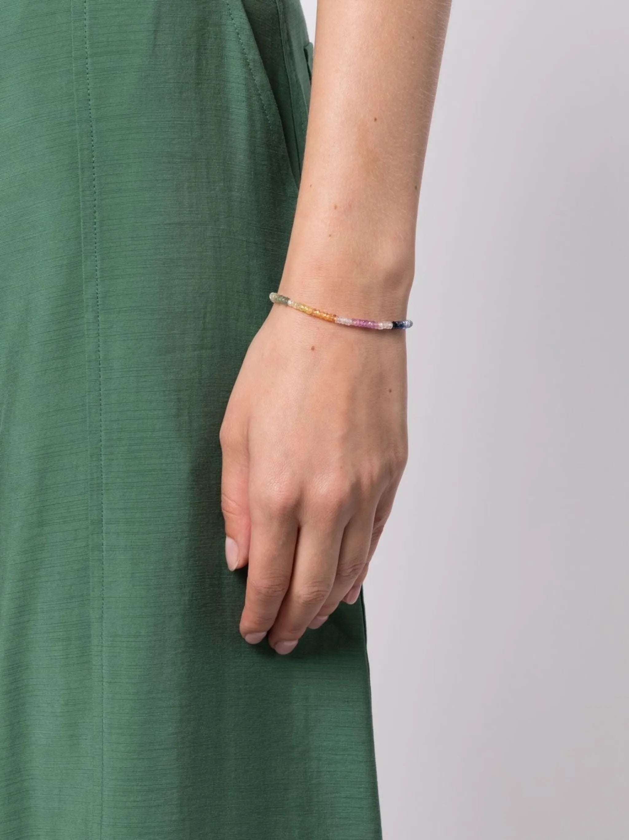 9kt yellow gold rainbow sapphire beaded bracelet