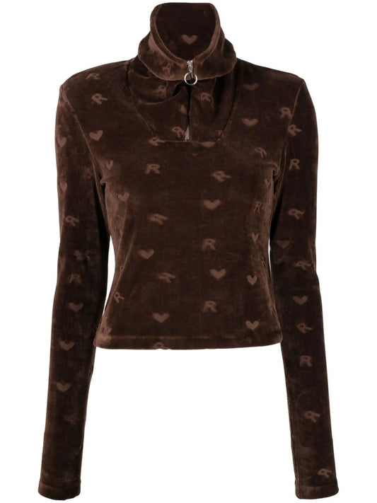 Mona velour long-sleeved top