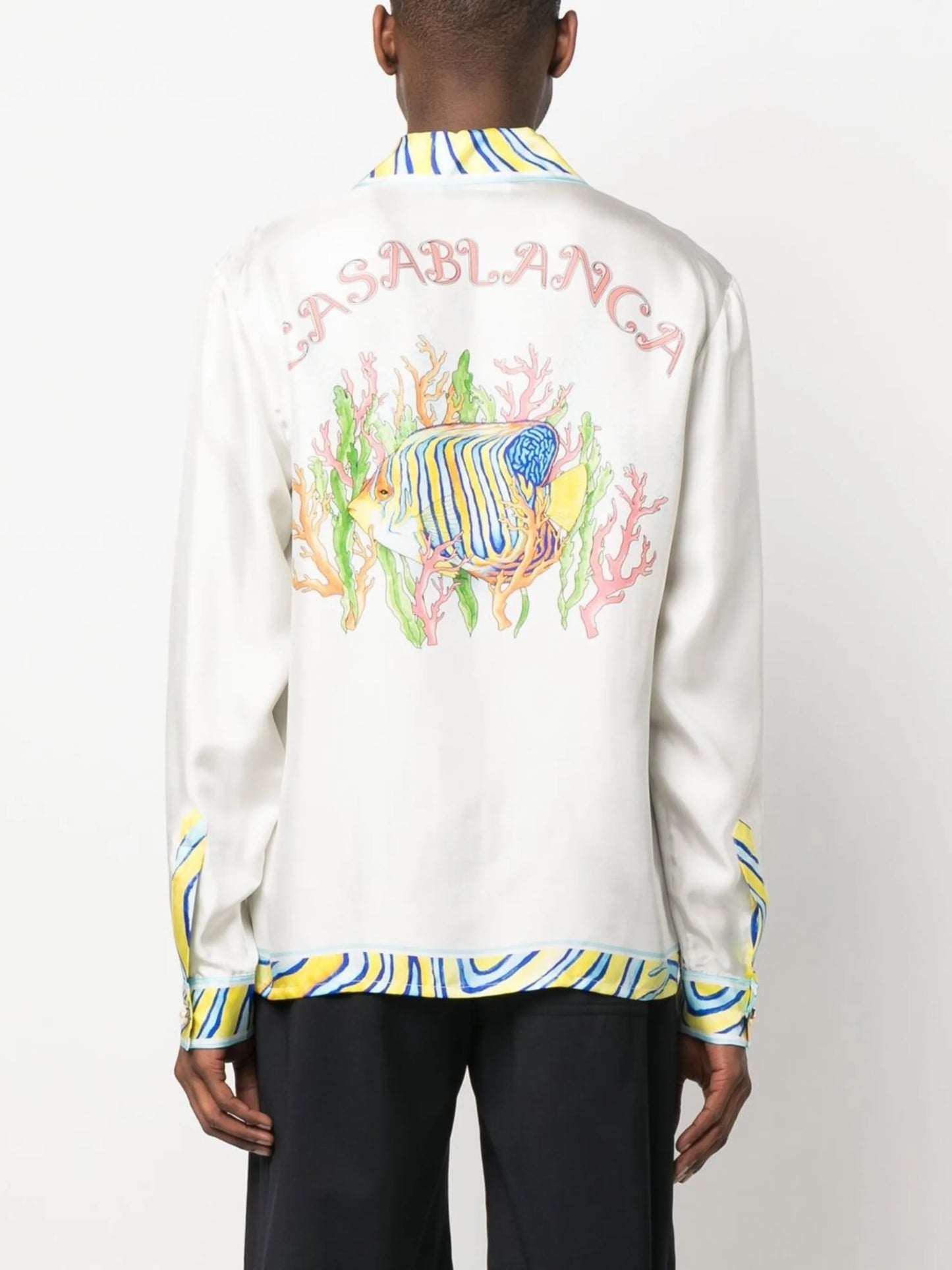 Aquatique-print silk shirt