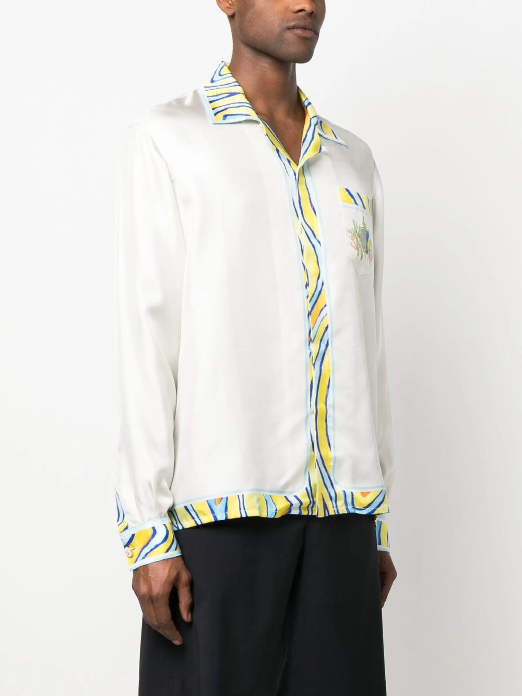Aquatique-print silk shirt