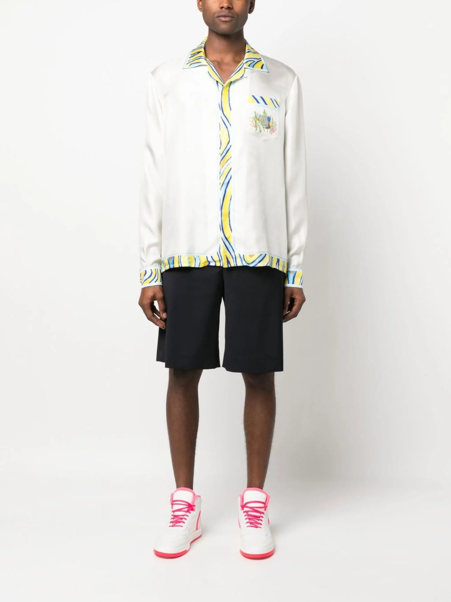 Aquatique-print silk shirt
