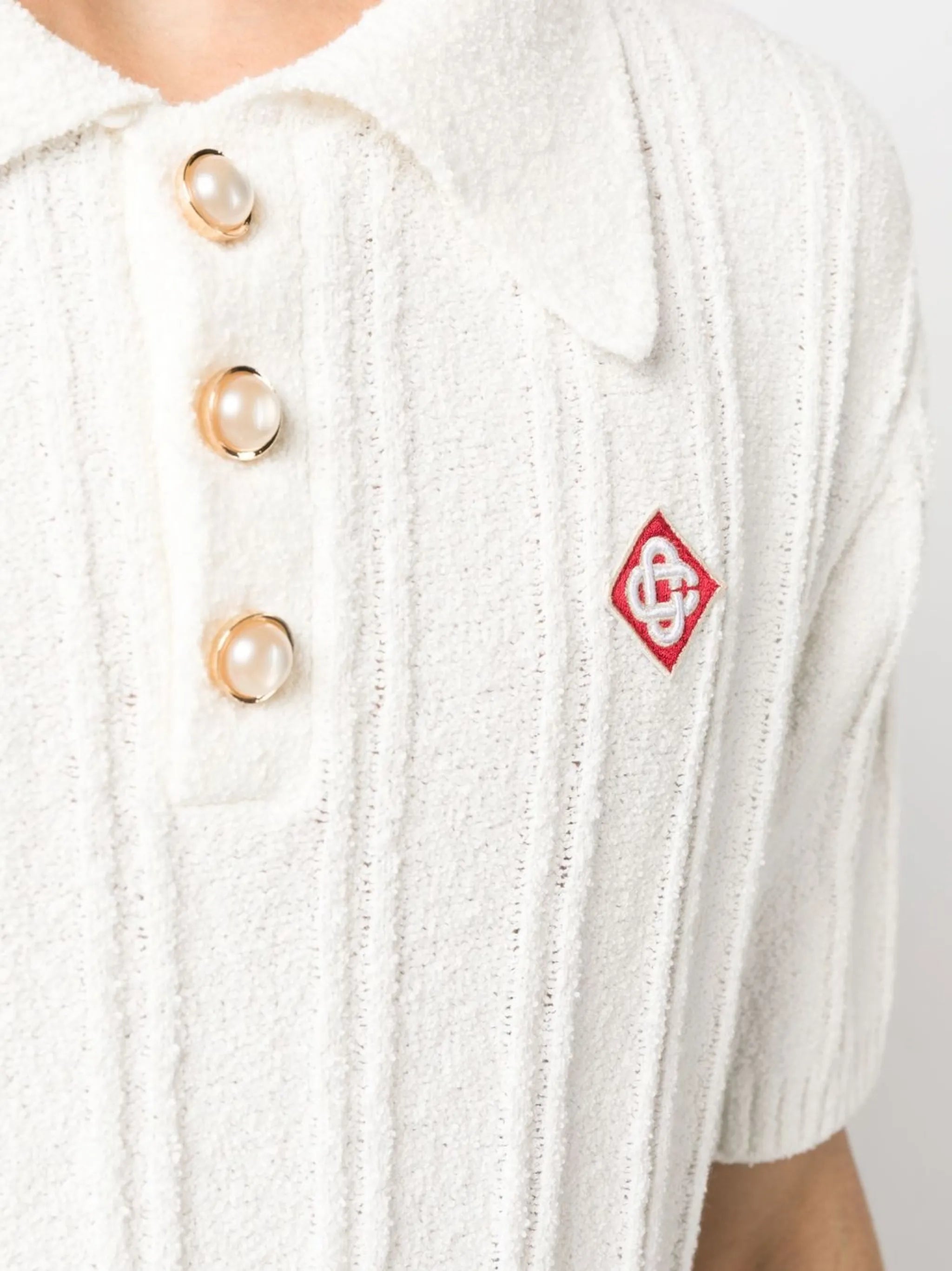 ribbed-knit polo shirt