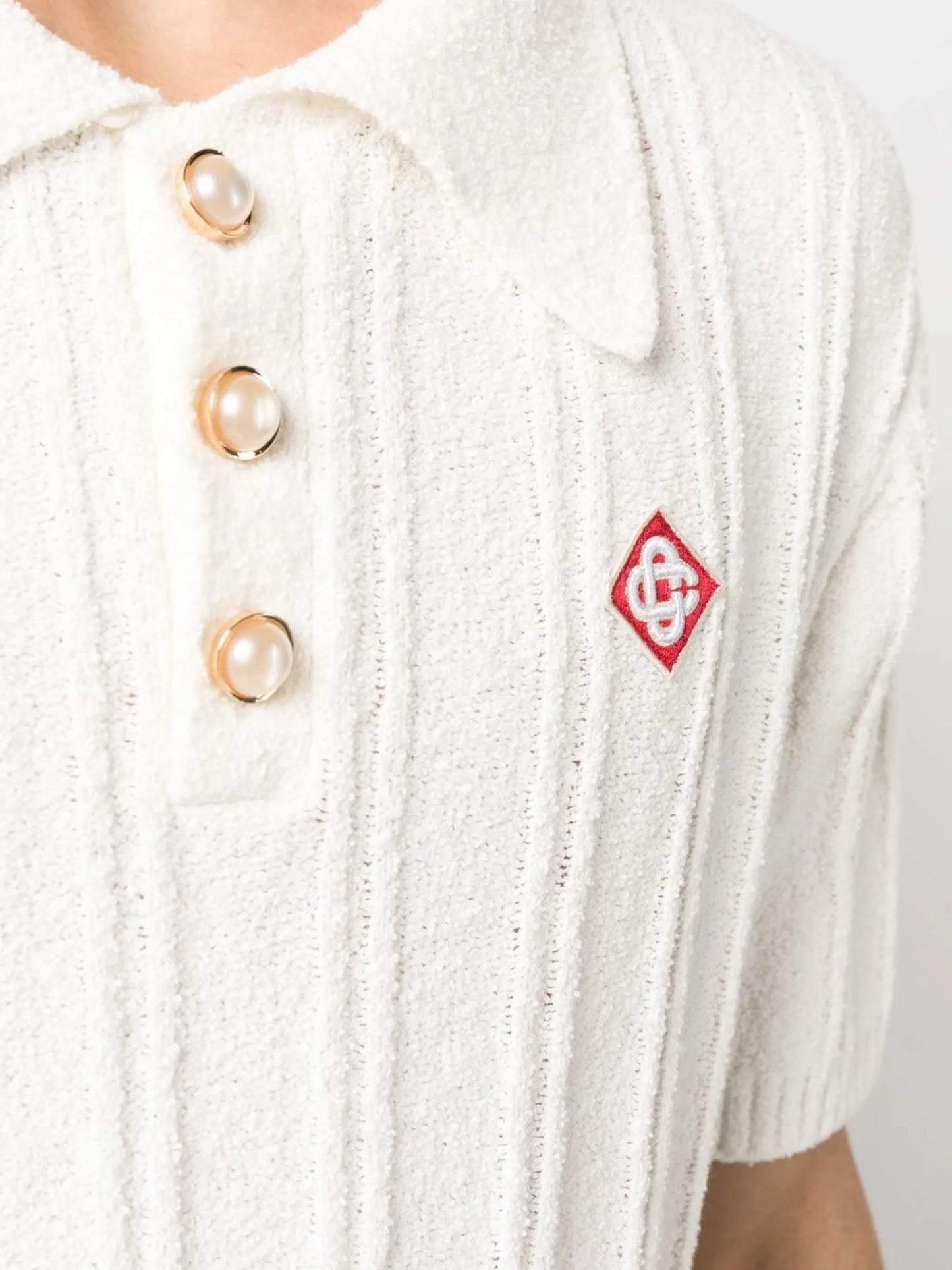 ribbed-knit polo shirt